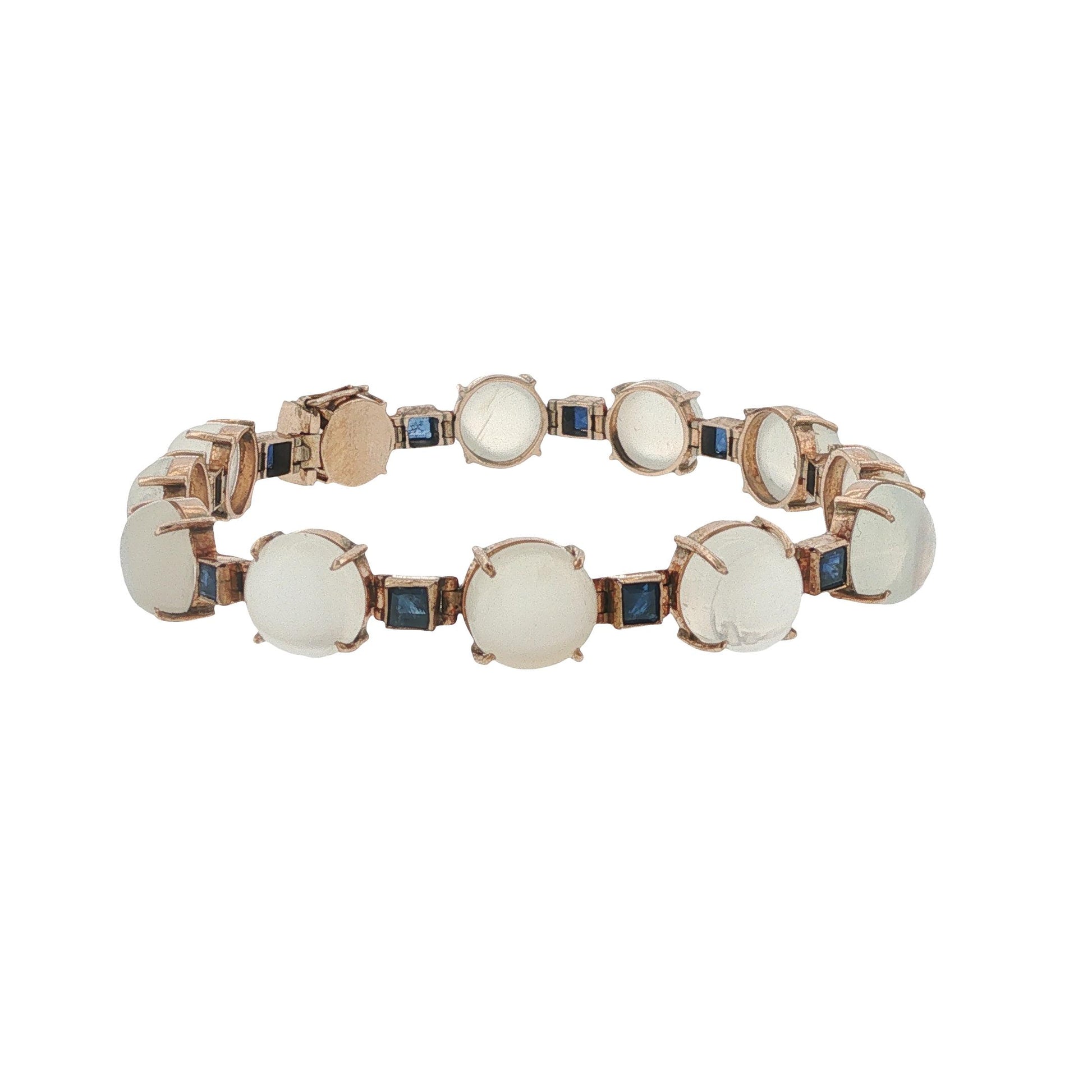 14K Gold Moonstone Sapphire Bracelet