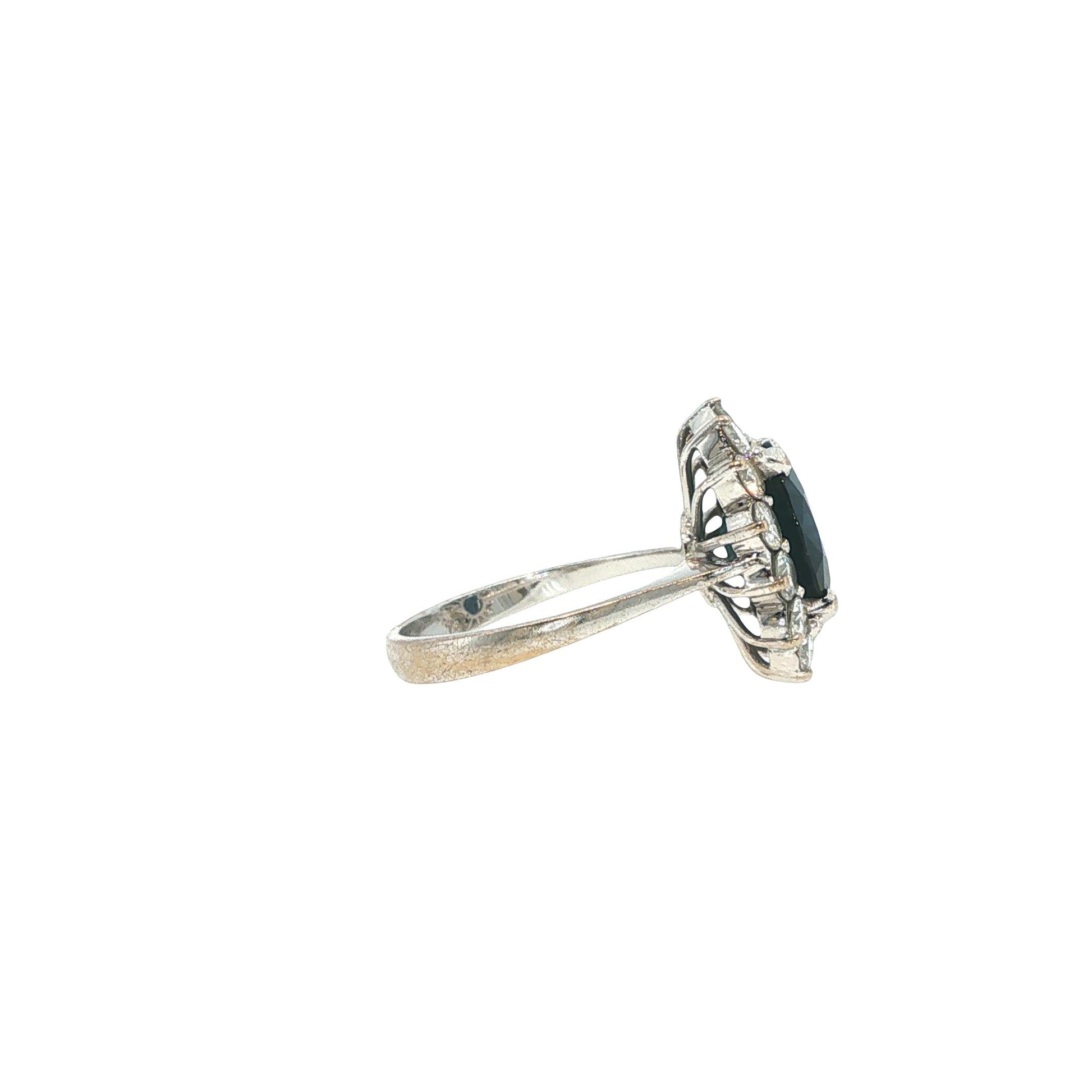 18K White Gold 4.80 Carat Sapphire & 1.82 Carat Diamond Cluster Ring