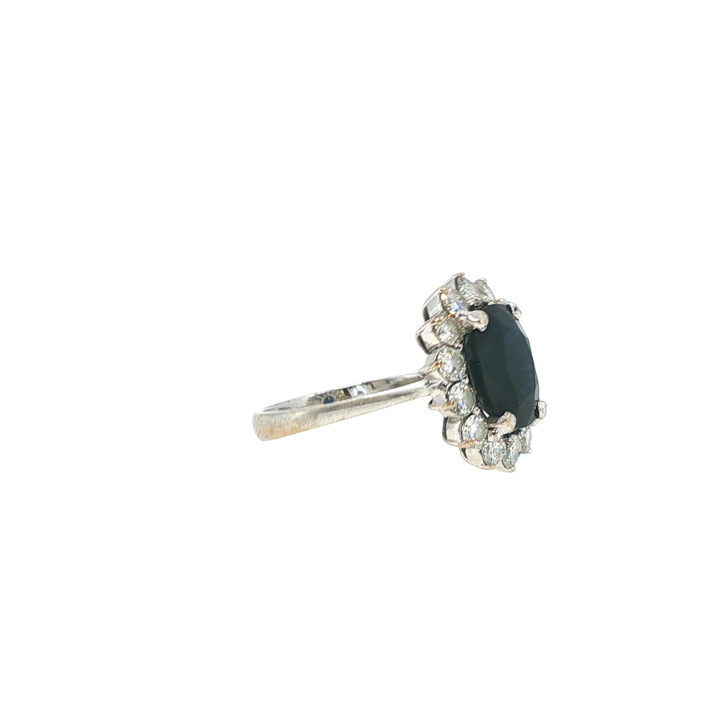 18K White Gold 4.80 Carat Sapphire & 1.82 Carat Diamond Cluster Ring