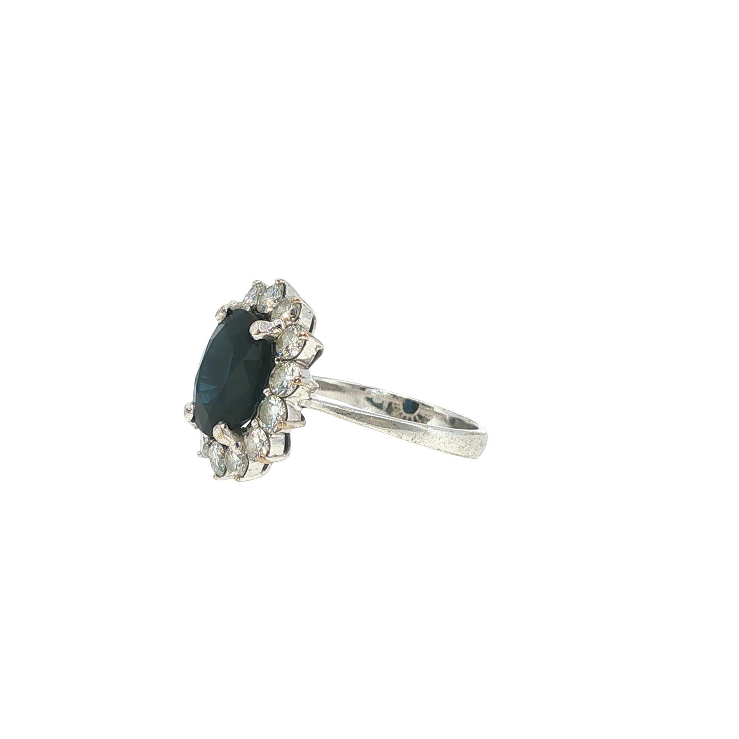 18K White Gold 4.80 Carat Sapphire & 1.82 Carat Diamond Cluster Ring