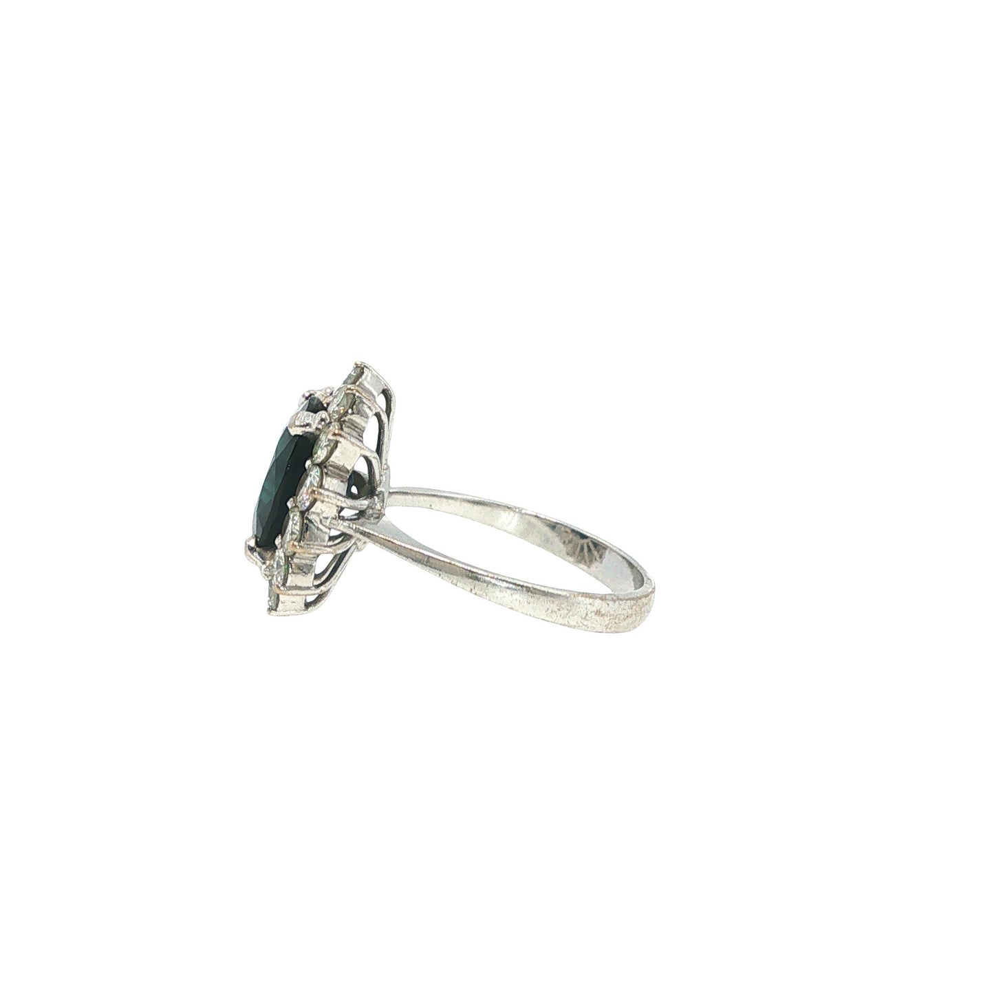 18K White Gold 4.80 Carat Sapphire & 1.82 Carat Diamond Cluster Ring