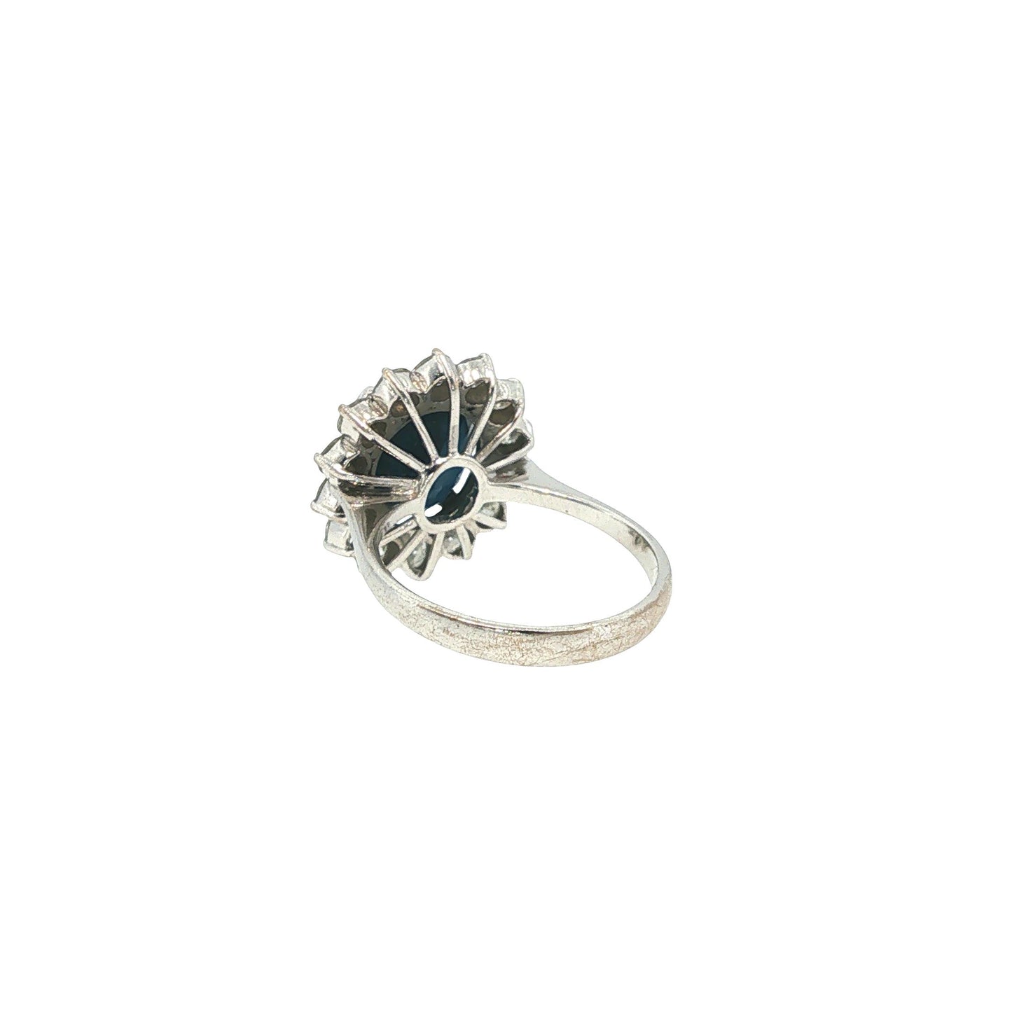 18K White Gold 4.80 Carat Sapphire & 1.82 Carat Diamond Cluster Ring