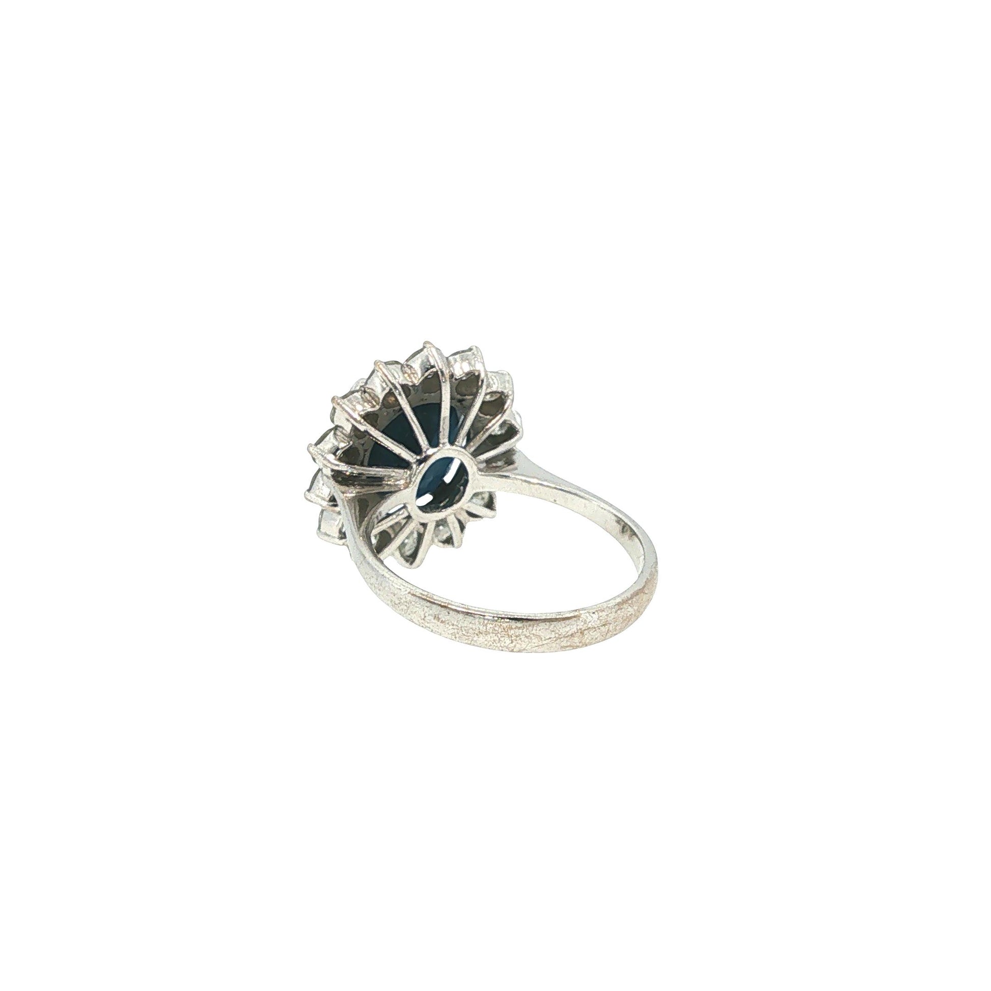 18K White Gold 4.80 Carat Sapphire & 1.82 Carat Diamond Cluster Ring
