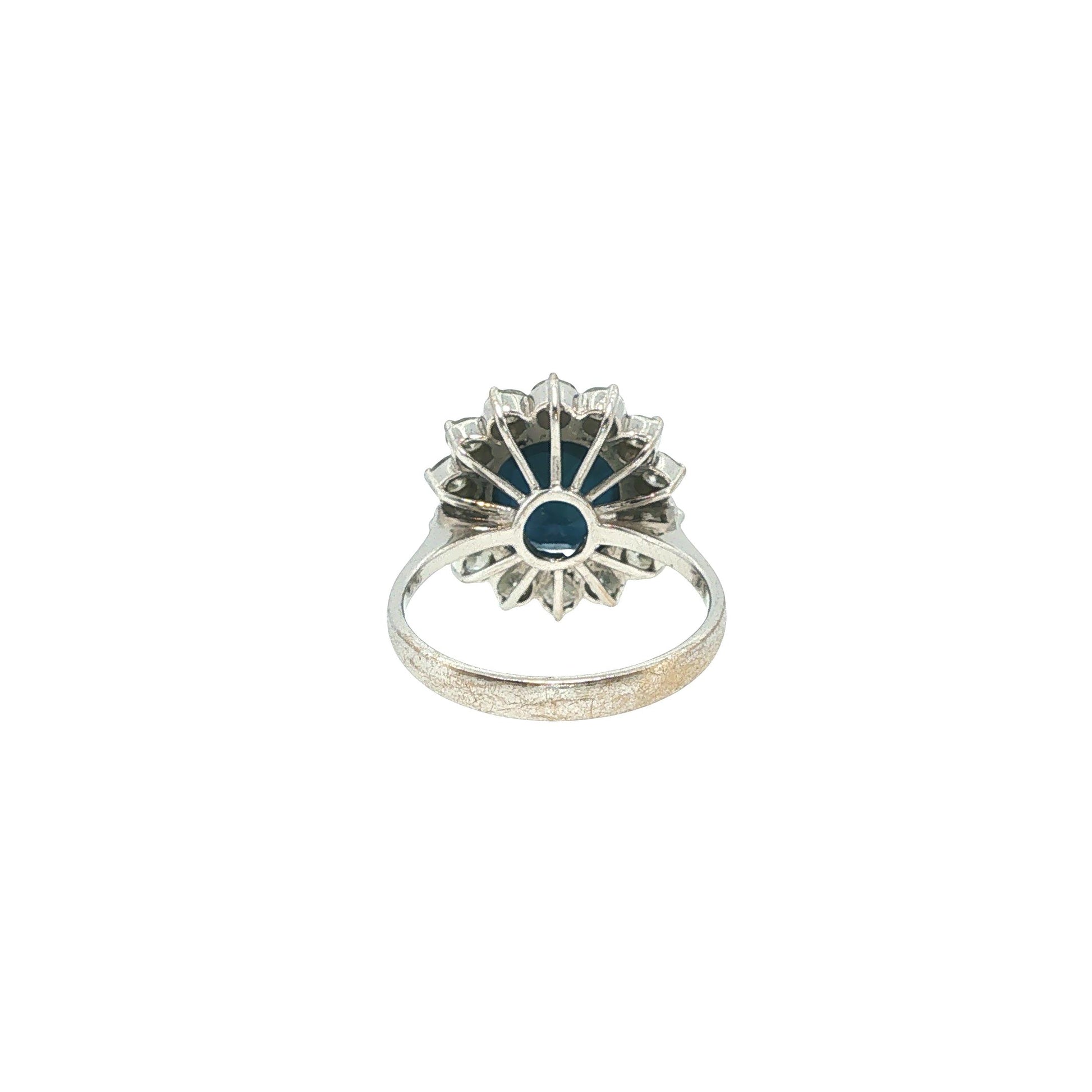 18K White Gold 4.80 Carat Sapphire & 1.82 Carat Diamond Cluster Ring