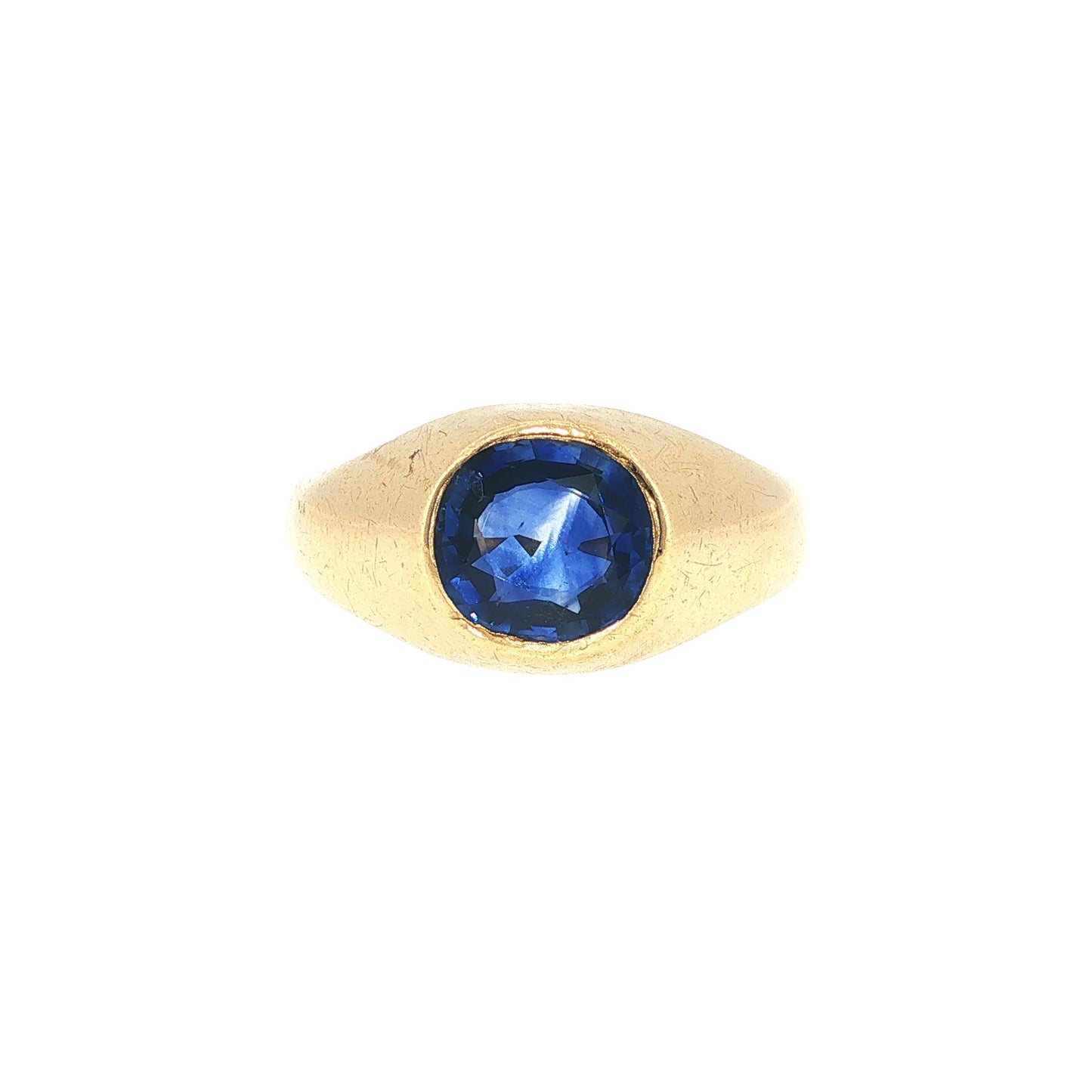 GIA Certified Ceylon Sapphire 14K Gold Gypsy Ring