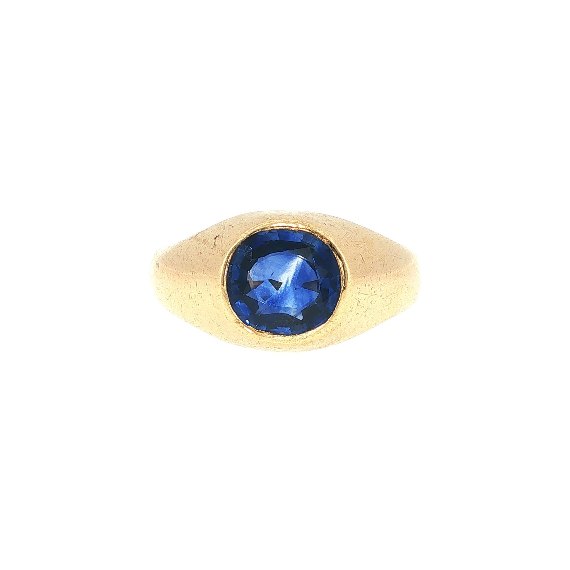 GIA Certified Ceylon Sapphire 14K Gold Gypsy Ring