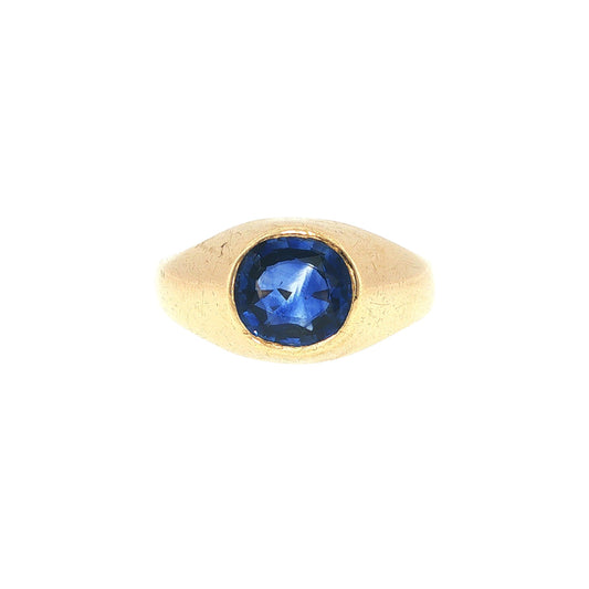 GIA Certified Ceylon Sapphire 14K Gold Gypsy Ring