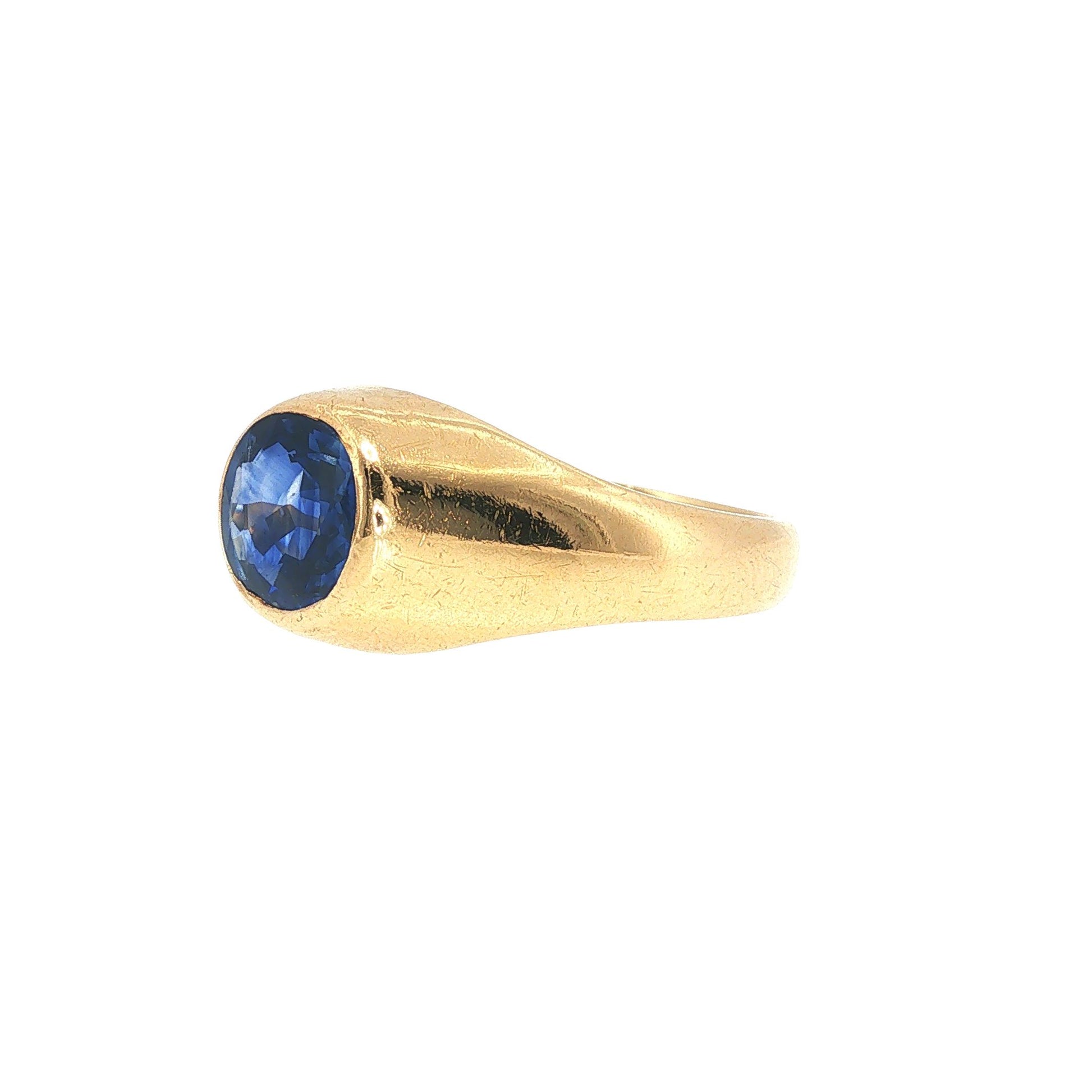 GIA Certified Ceylon Sapphire 14K Gold Gypsy Ring