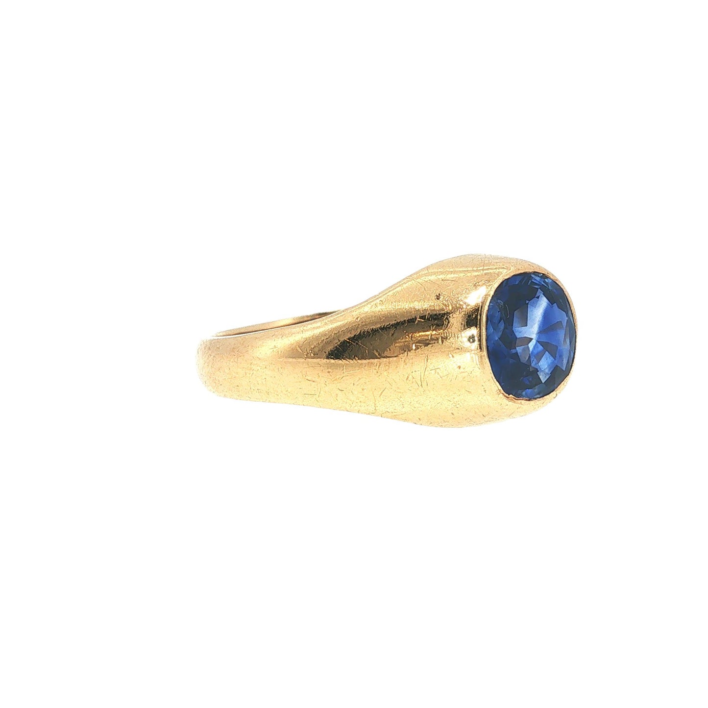 GIA Certified Ceylon Sapphire 14K Gold Gypsy Ring