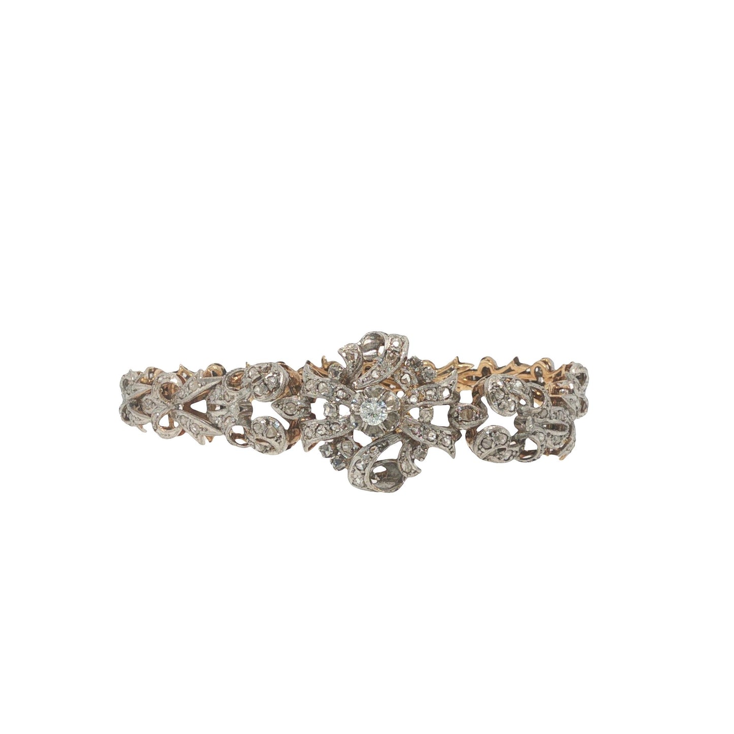 Edwardian Platinum & 14K Gold Diamond Bracelet