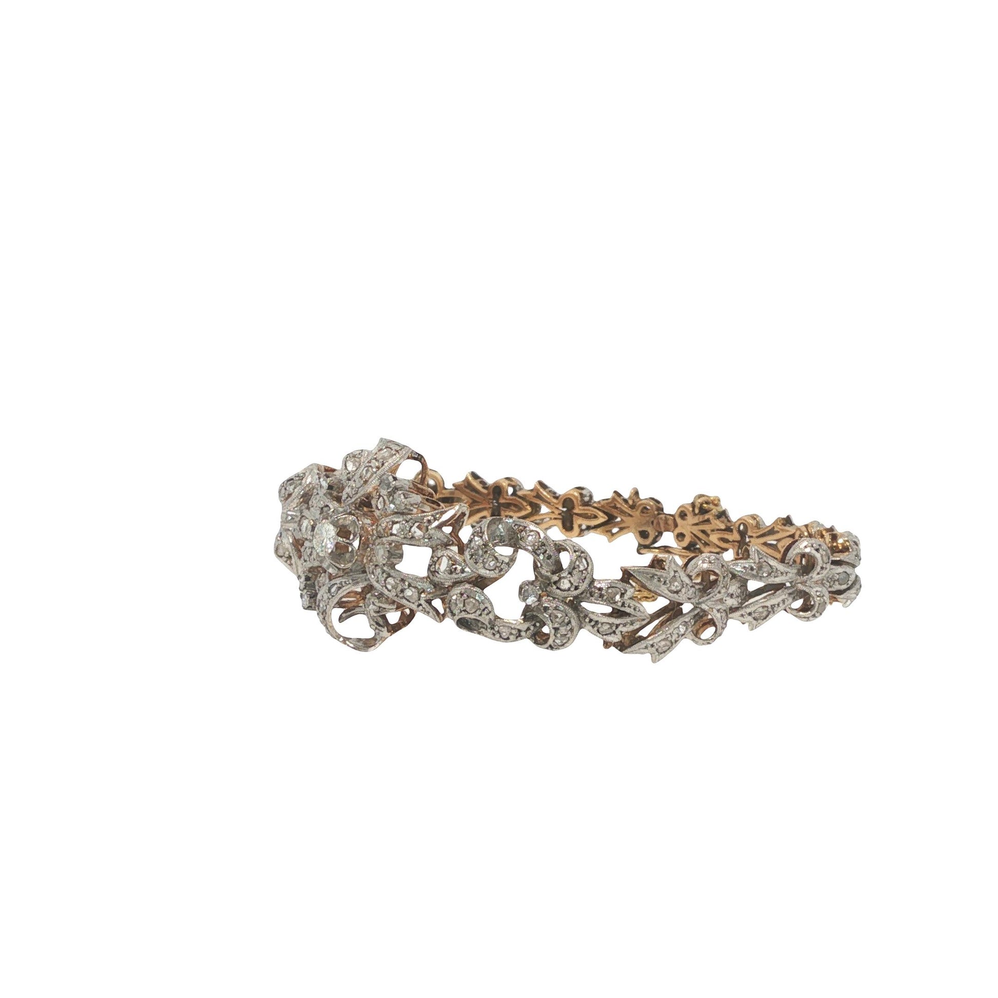 Edwardian Platinum & 14K Gold Diamond Bracelet