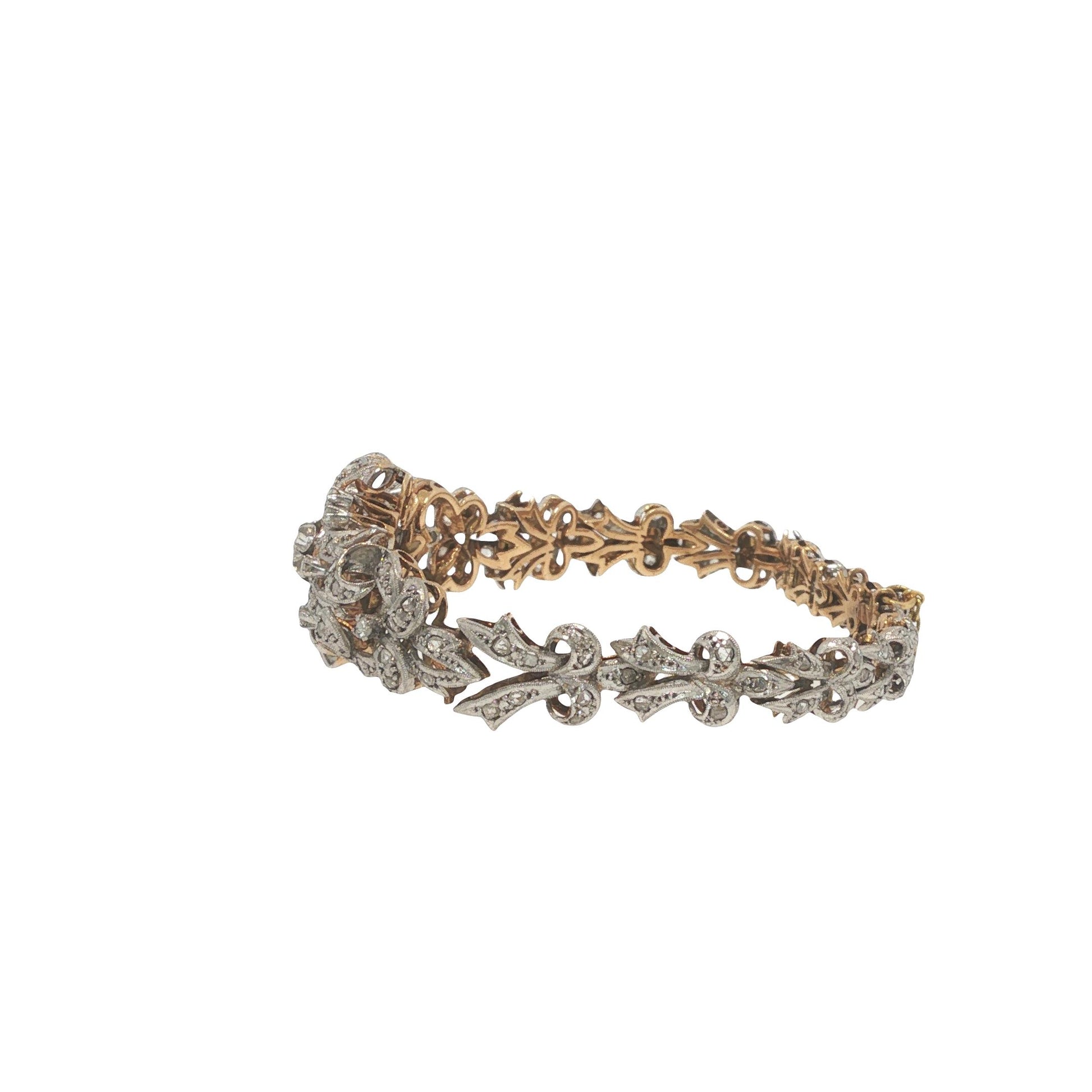 Edwardian Platinum & 14K Gold Diamond Bracelet