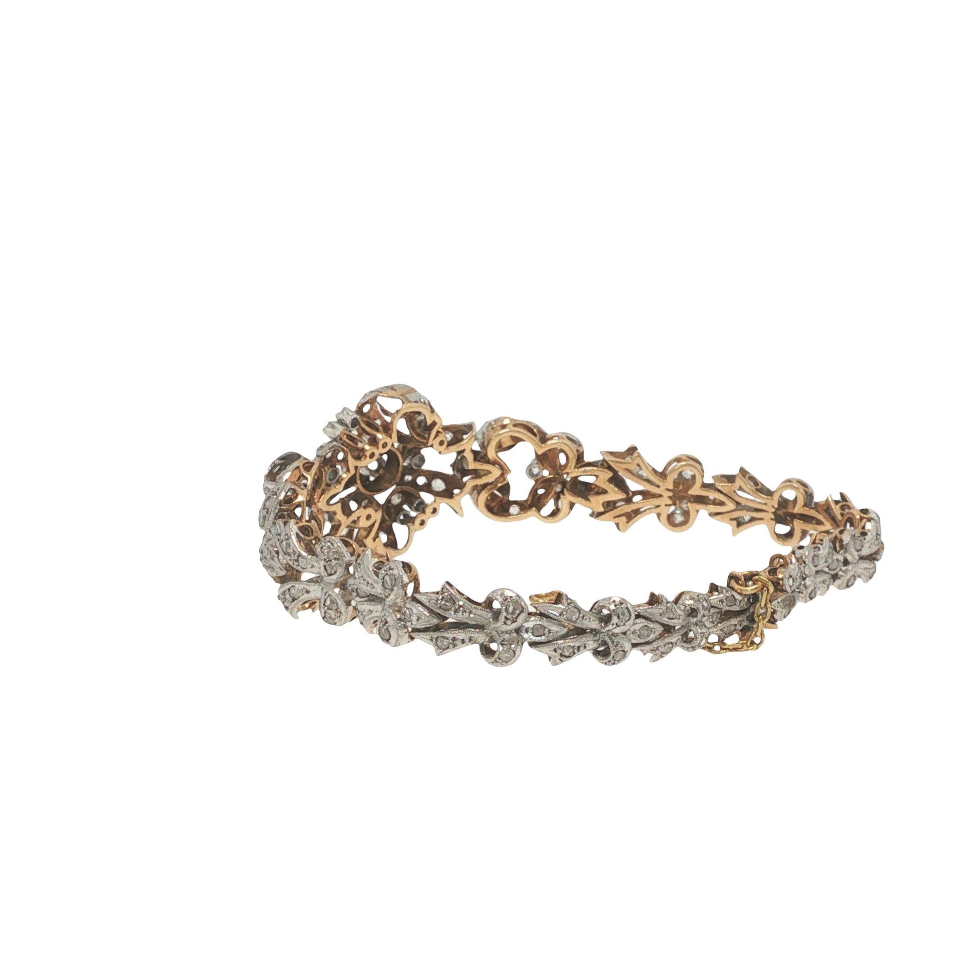 Edwardian Platinum & 14K Gold Diamond Bracelet