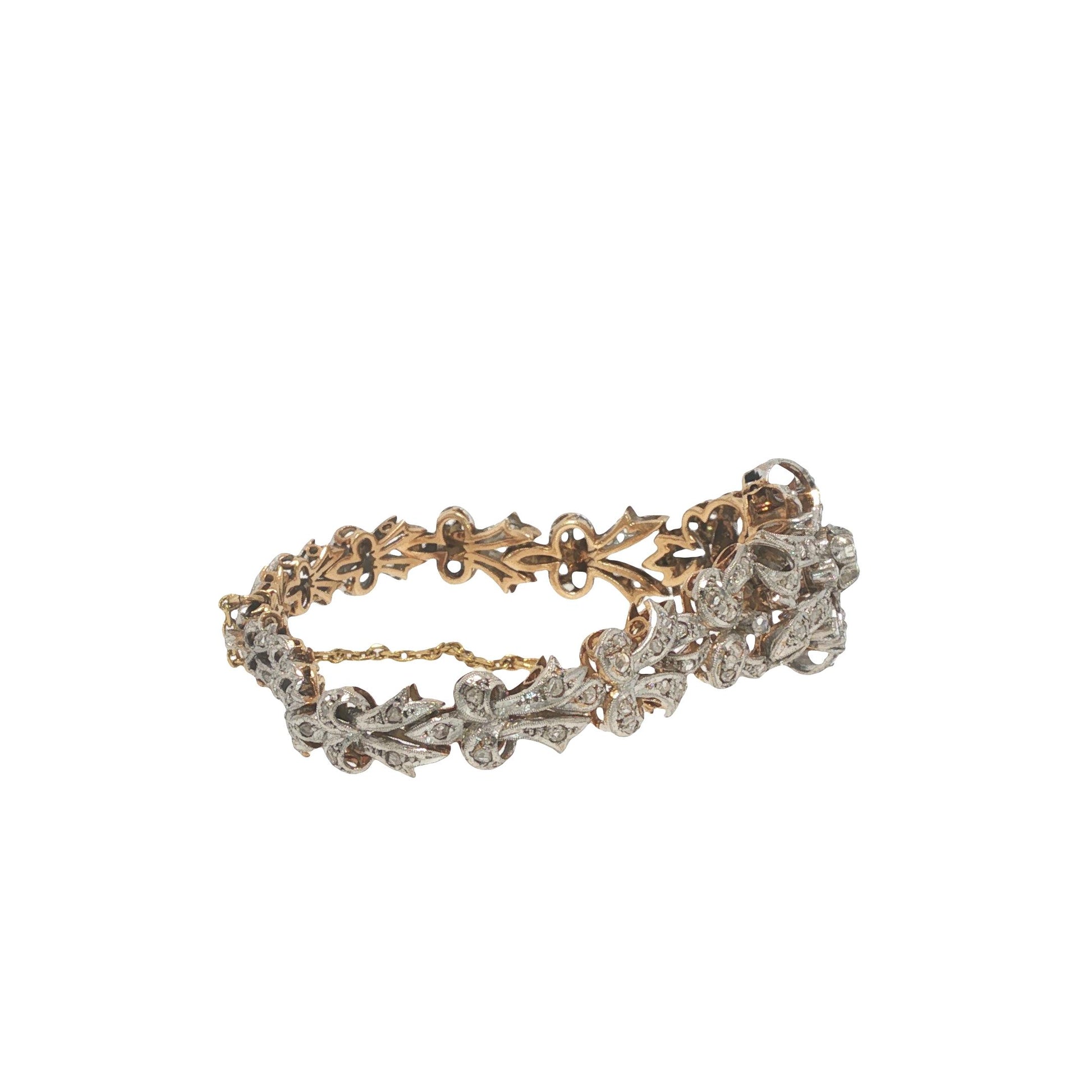 Edwardian Platinum & 14K Gold Diamond Bracelet