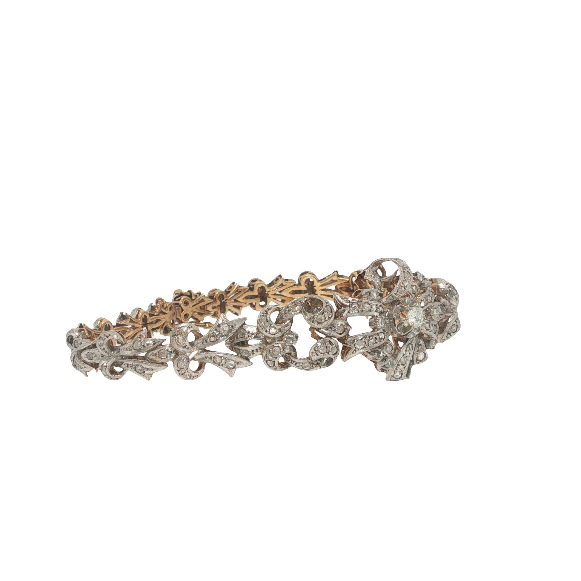 Edwardian Platinum & 14K Gold Diamond Bracelet