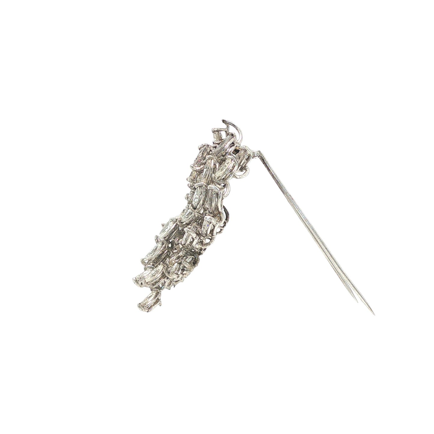 14K White Gold 6.00 Carat Diamond Foliate Wreath Brooch