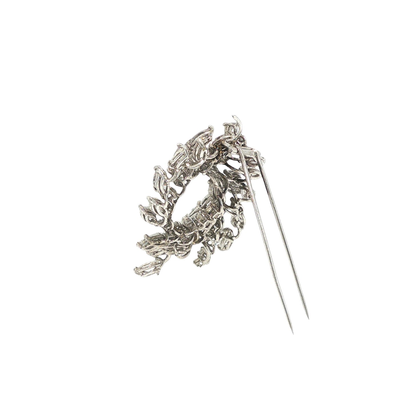 14K White Gold 6.00 Carat Diamond Foliate Wreath Brooch