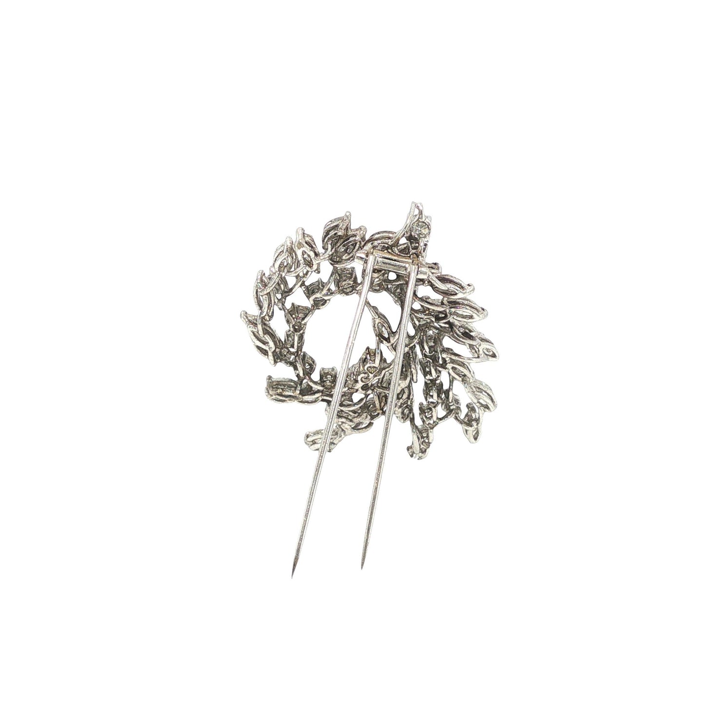 14K White Gold 6.00 Carat Diamond Foliate Wreath Brooch