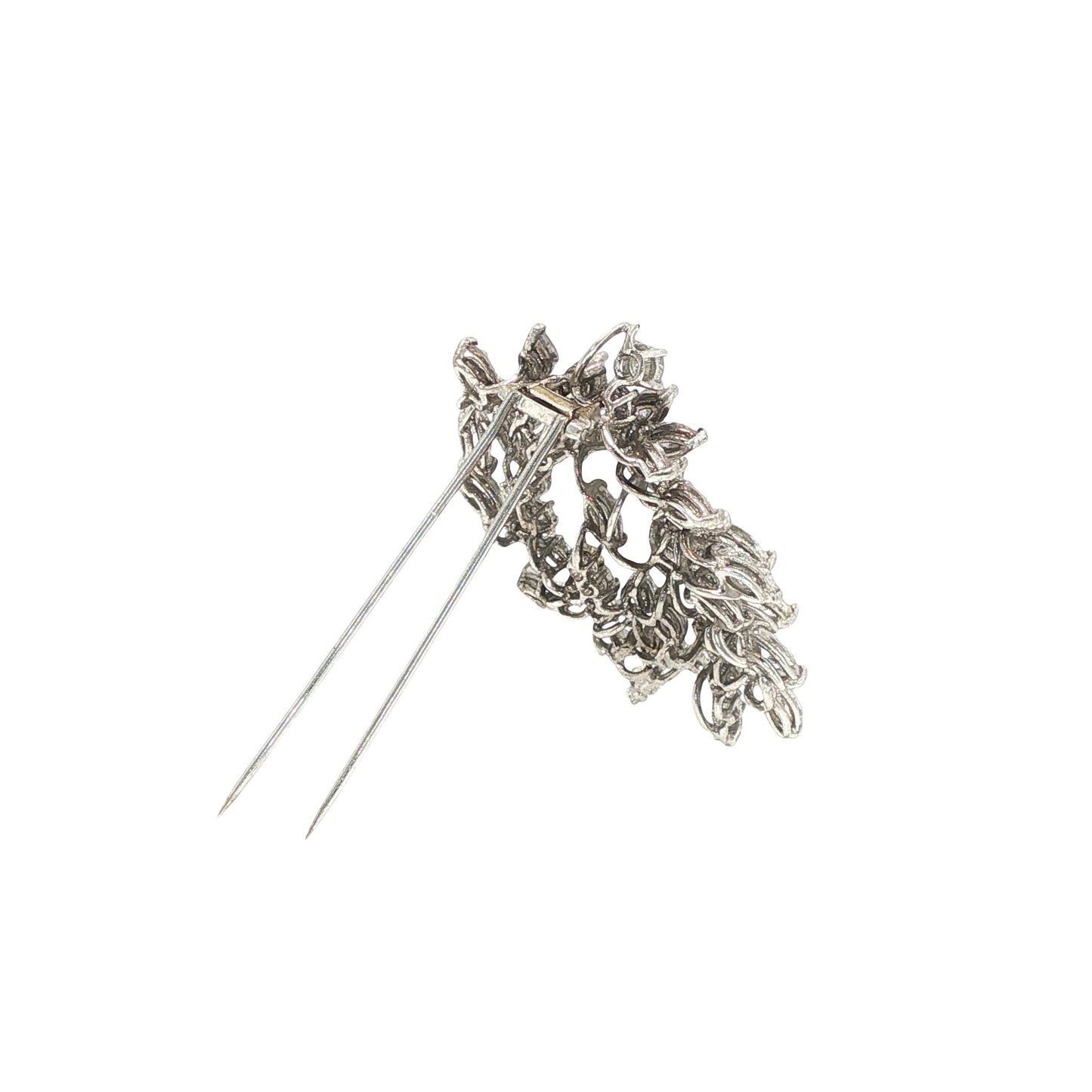 14K White Gold 6.00 Carat Diamond Foliate Wreath Brooch
