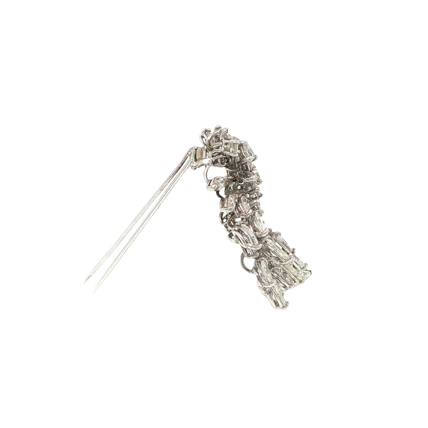 14K White Gold 6.00 Carat Diamond Foliate Wreath Brooch