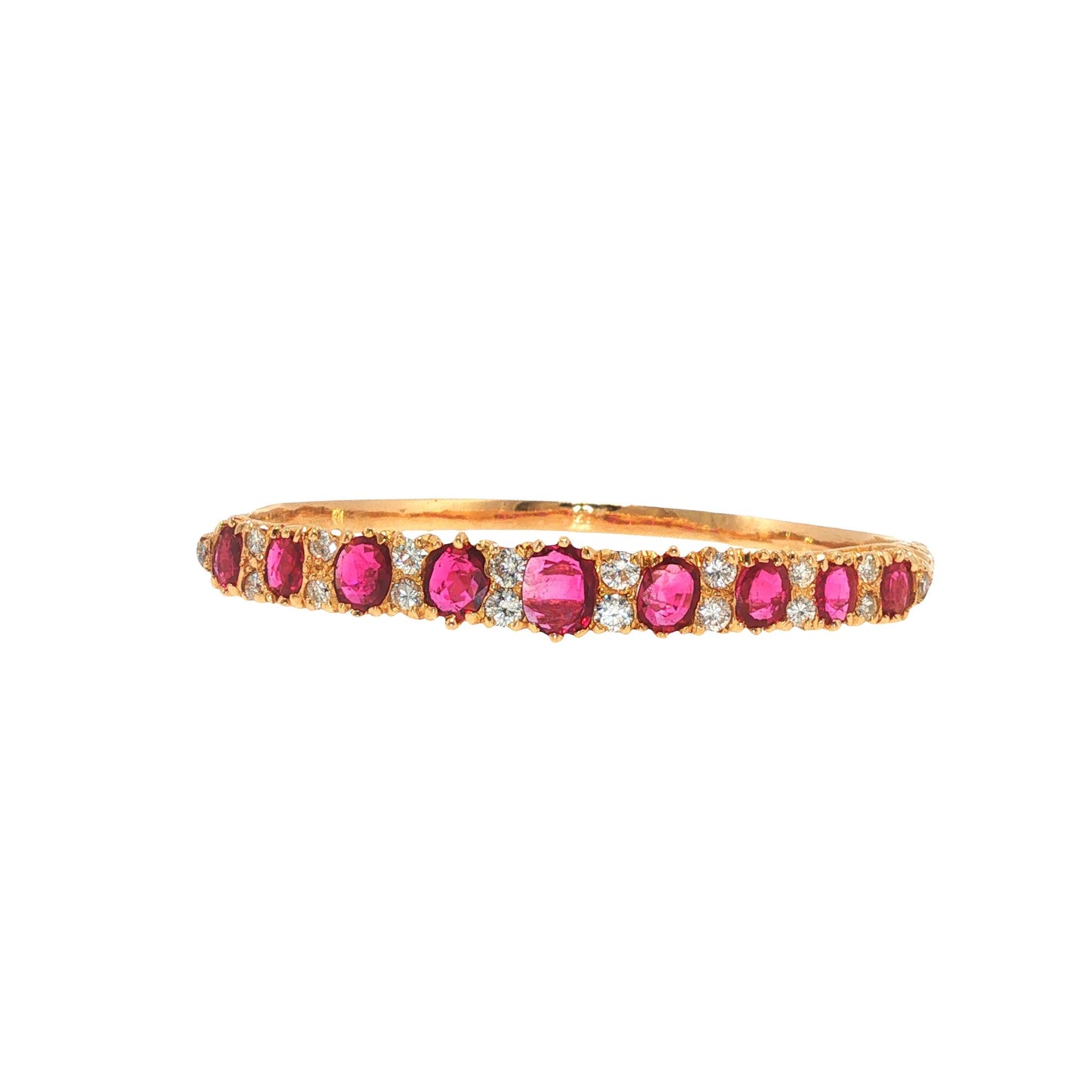 18K Gold Ruby Diamond Bangle Bracelet