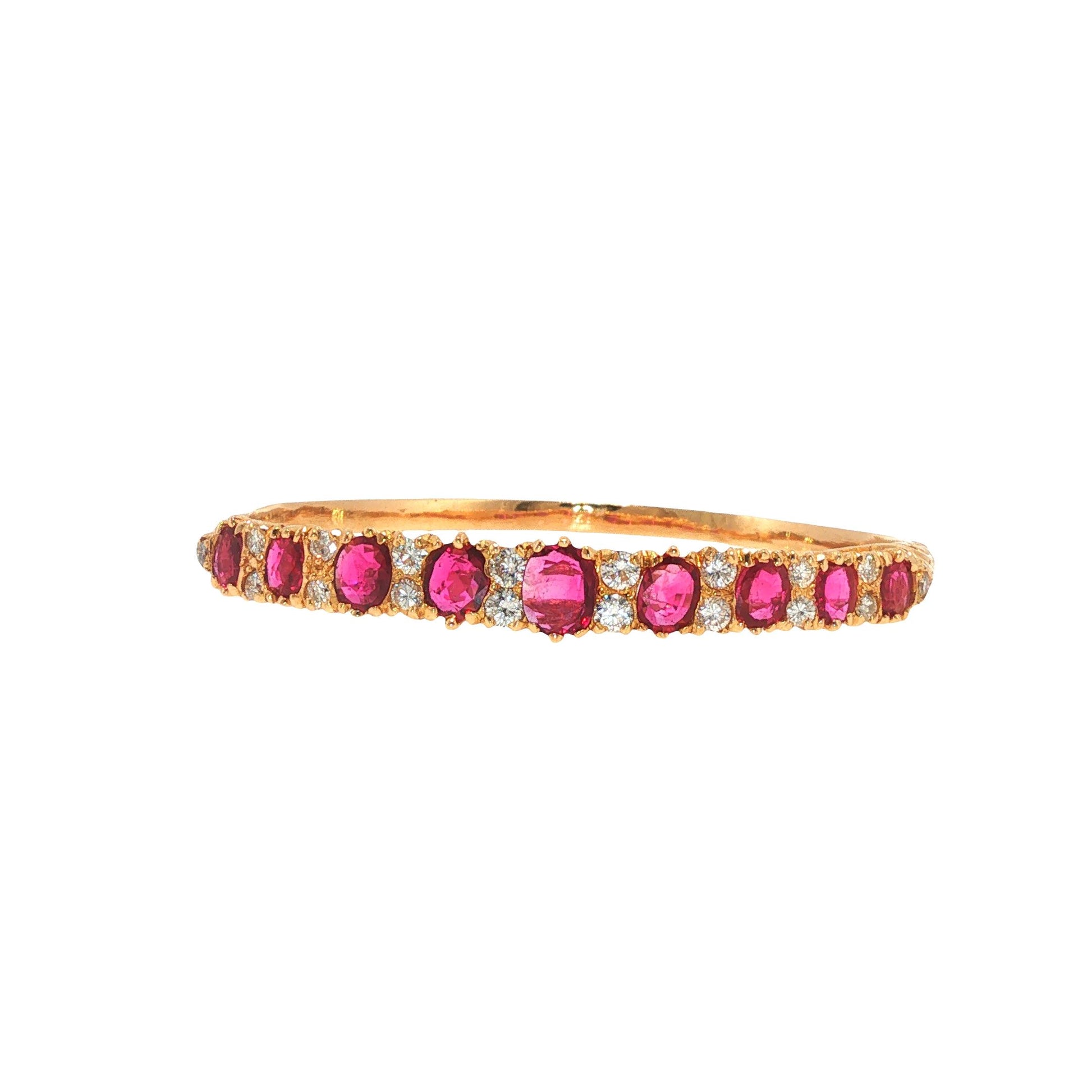 18K Gold Ruby Diamond Bangle Bracelet