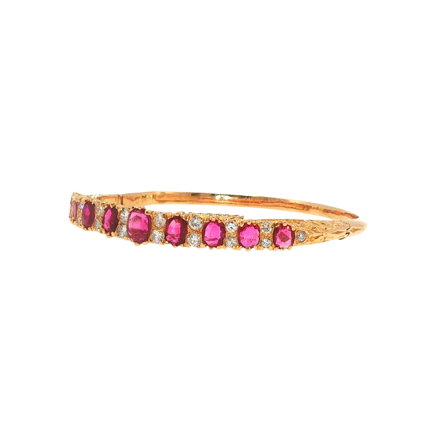 18K Gold Ruby Diamond Bangle Bracelet