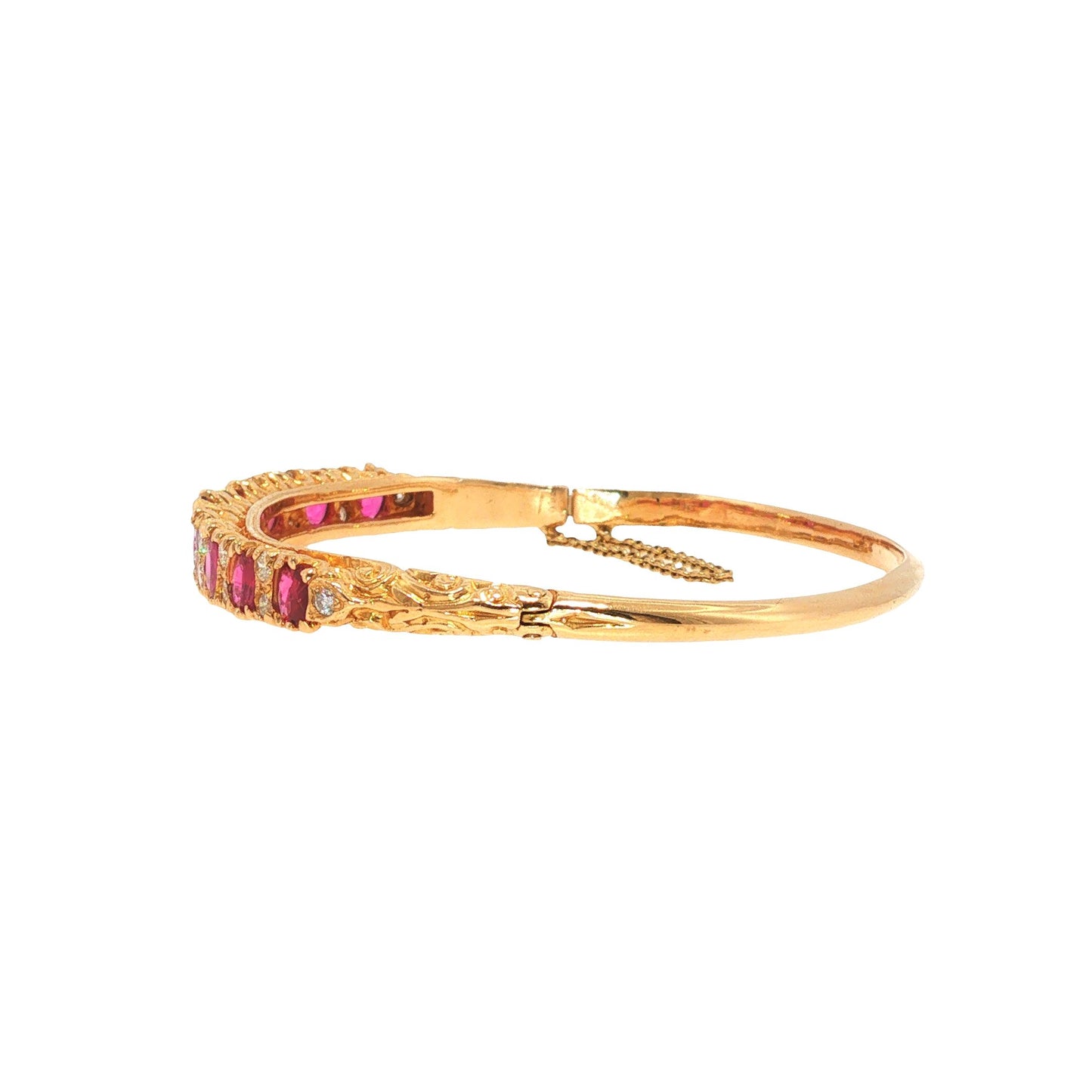 18K Gold Ruby Diamond Bangle Bracelet