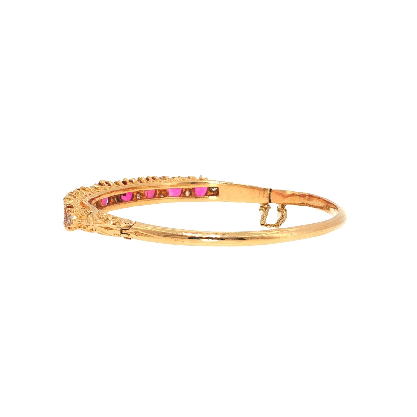 18K Gold Ruby Diamond Bangle Bracelet