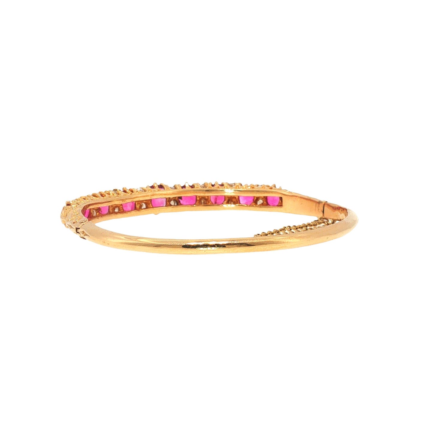 18K Gold Ruby Diamond Bangle Bracelet
