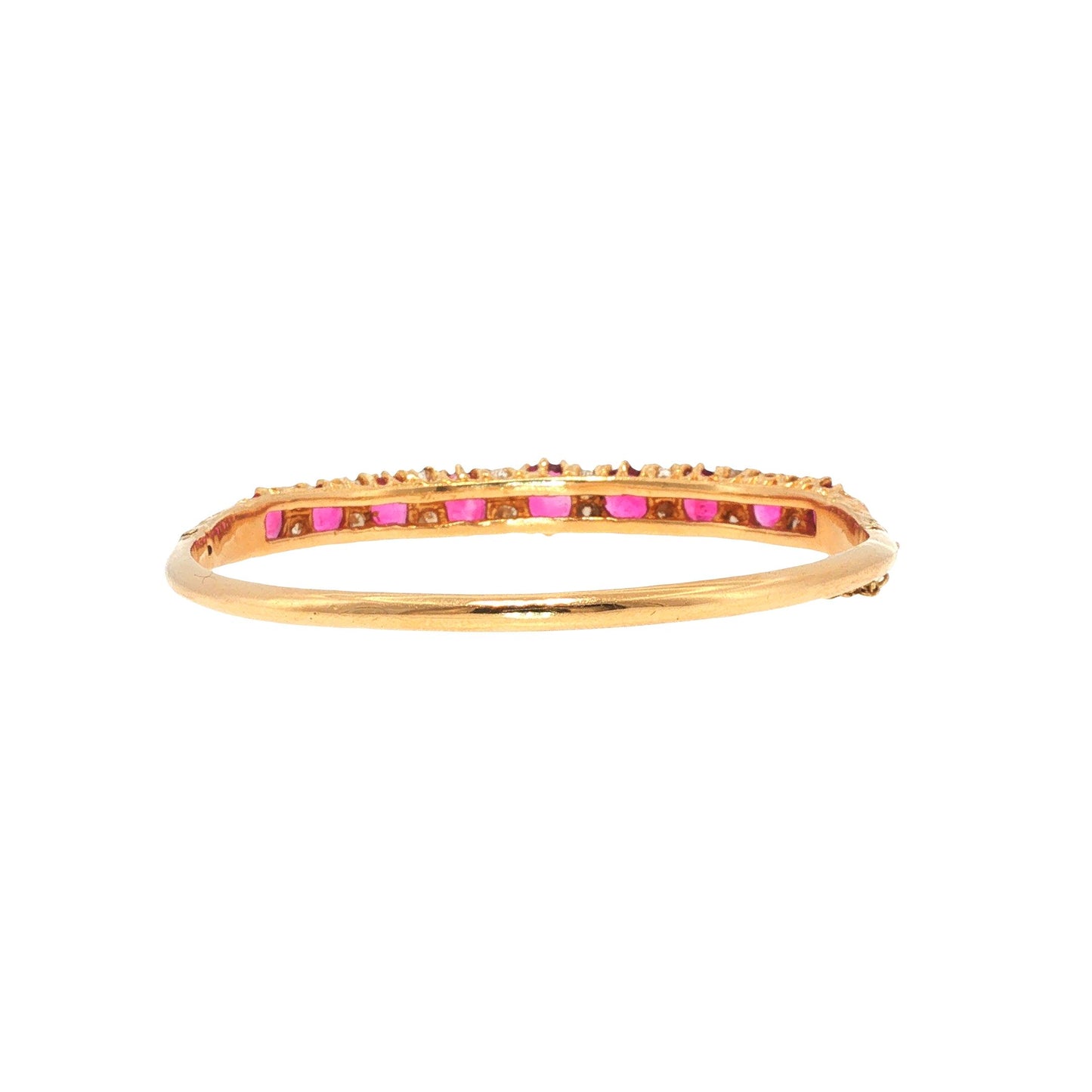 18K Gold Ruby Diamond Bangle Bracelet