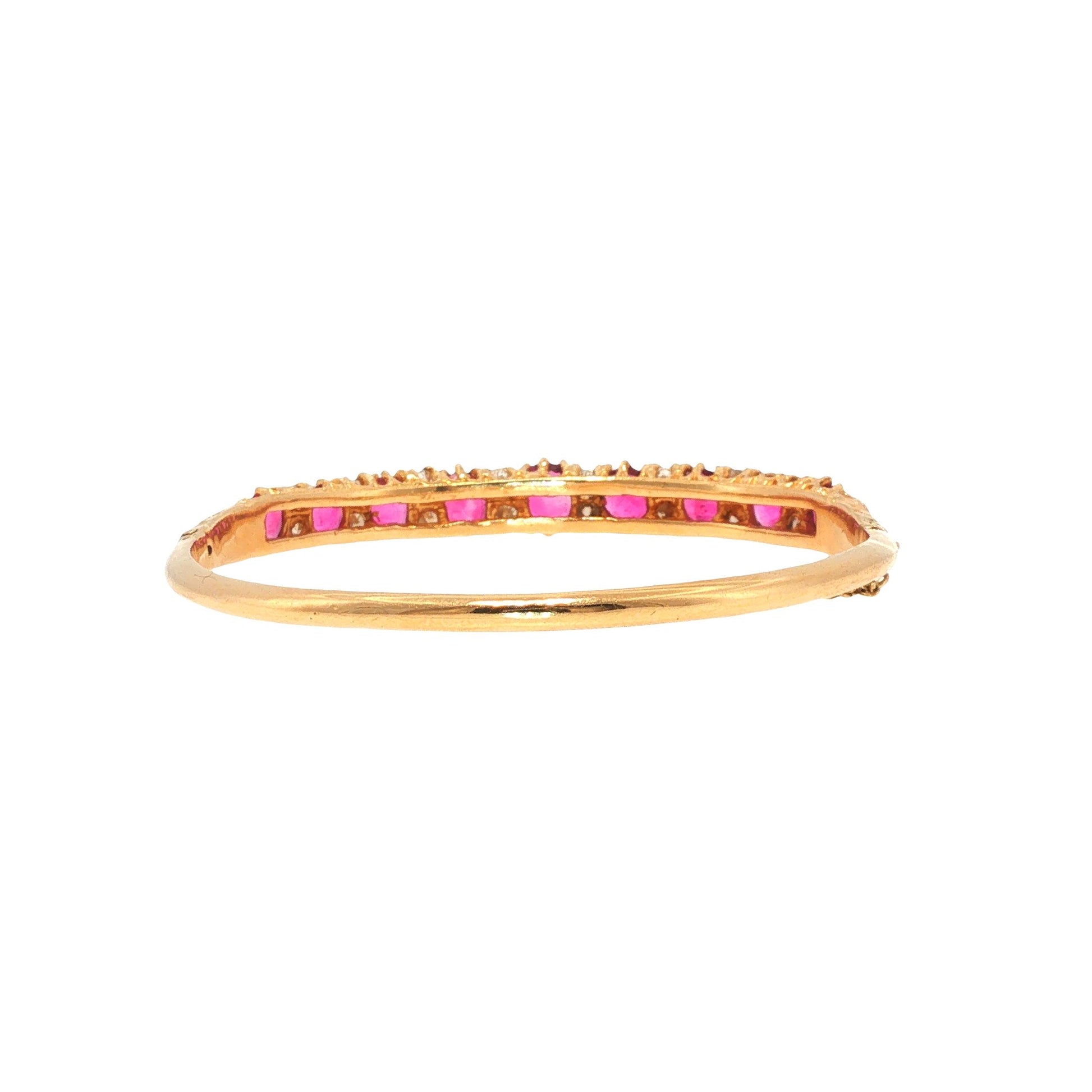 18K Gold Ruby Diamond Bangle Bracelet