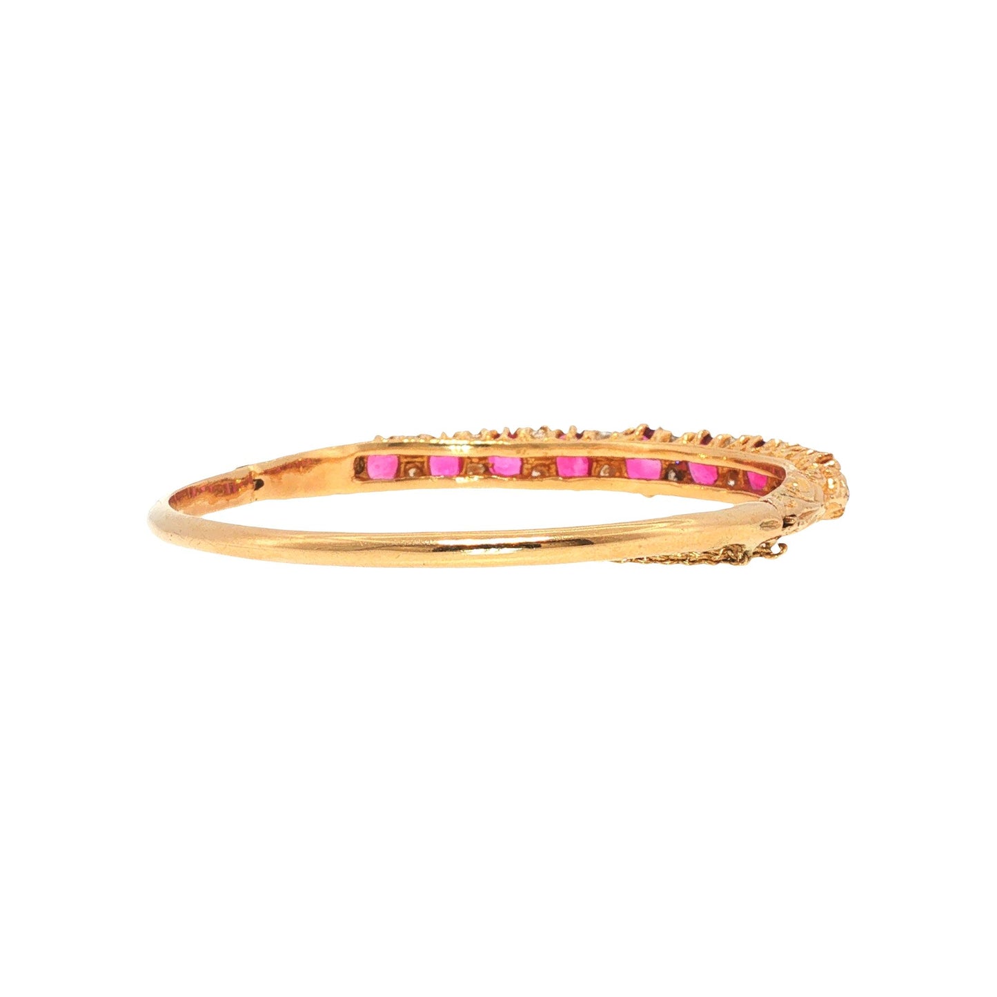18K Gold Ruby Diamond Bangle Bracelet