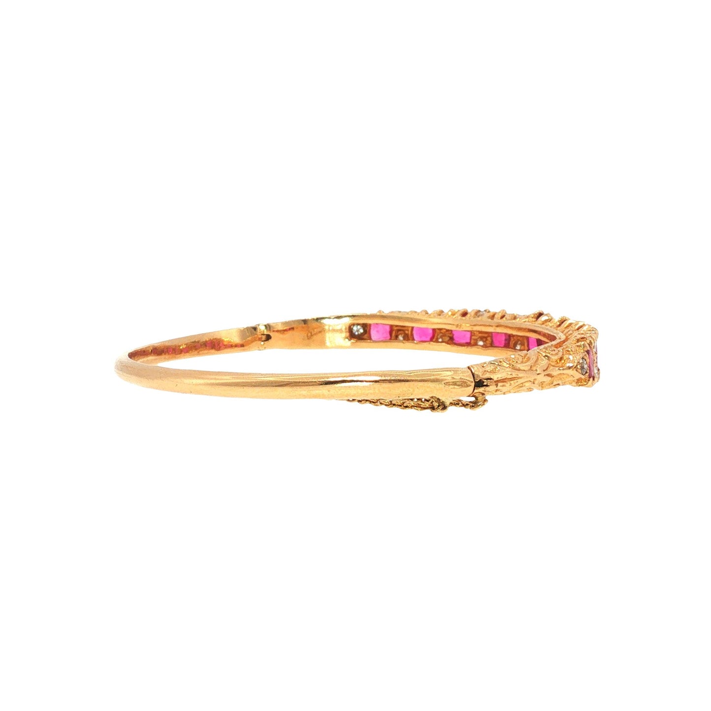 18K Gold Ruby Diamond Bangle Bracelet