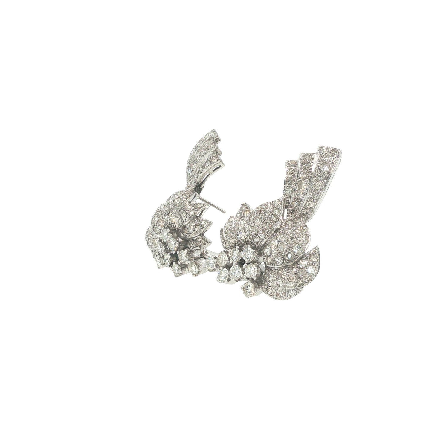 Platinum Diamond Floral Spray Earrings