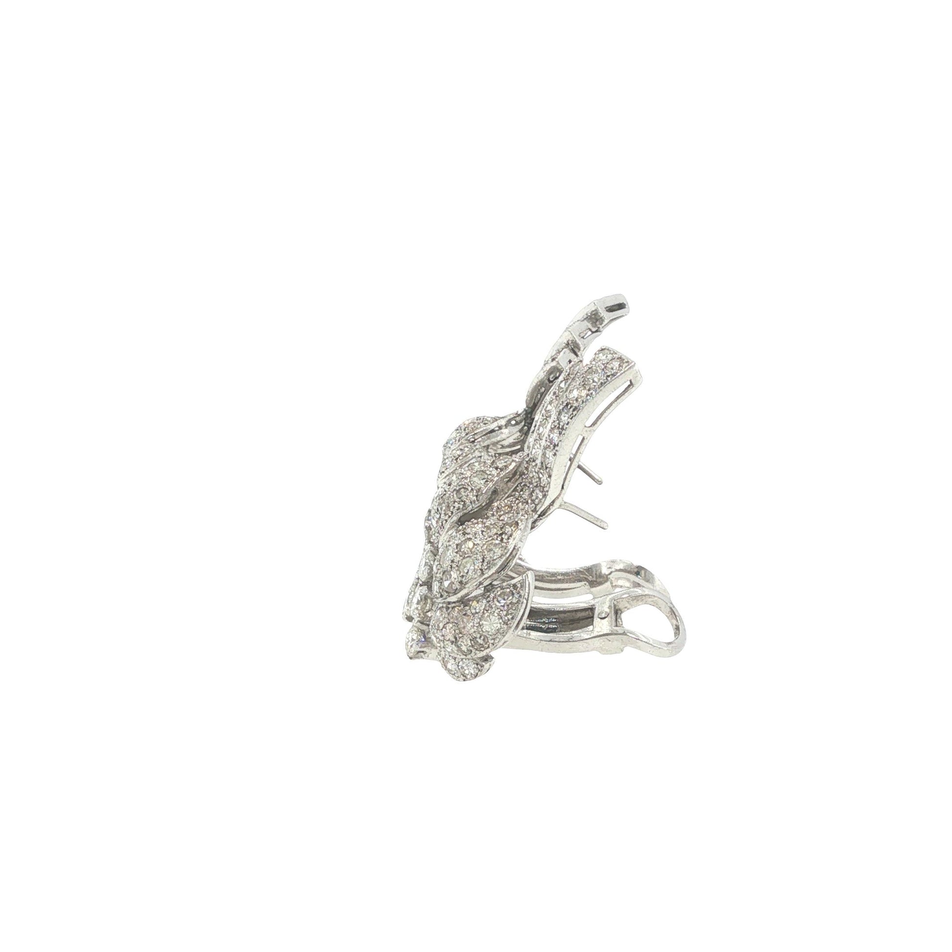 Platinum Diamond Floral Spray Earrings