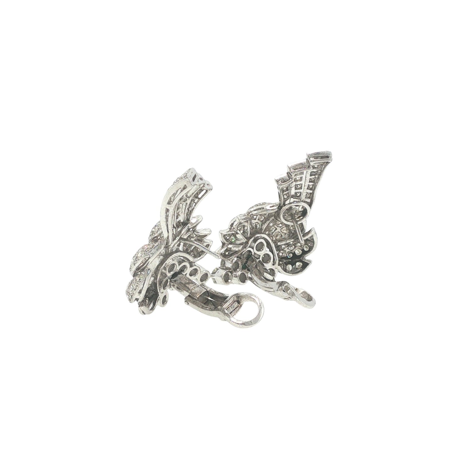 Platinum Diamond Floral Spray Earrings
