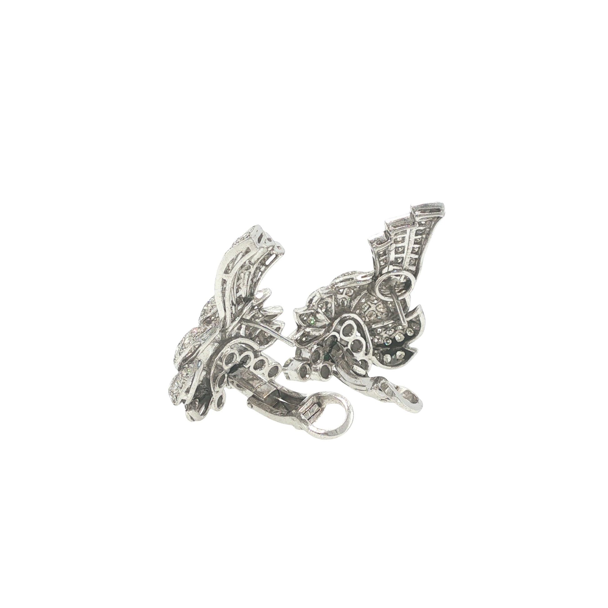 Platinum Diamond Floral Spray Earrings