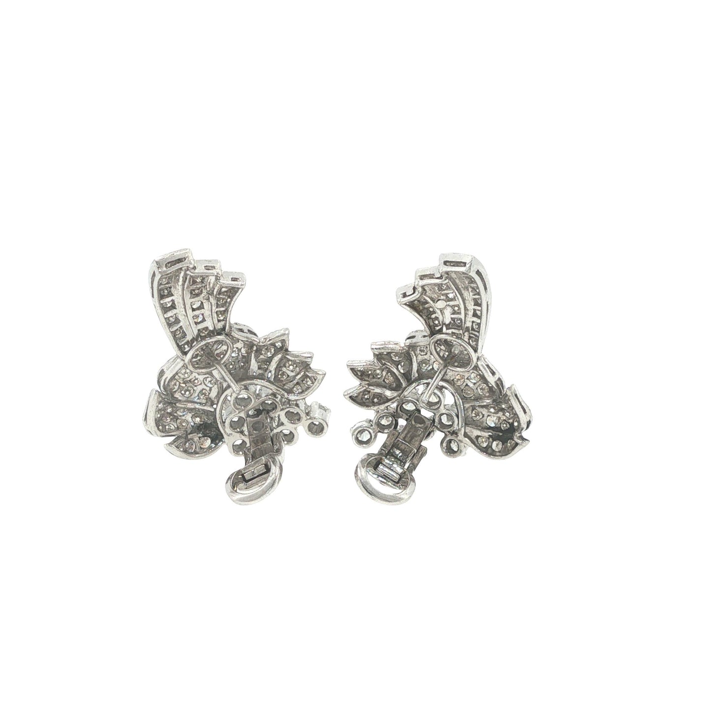 Platinum Diamond Floral Spray Earrings