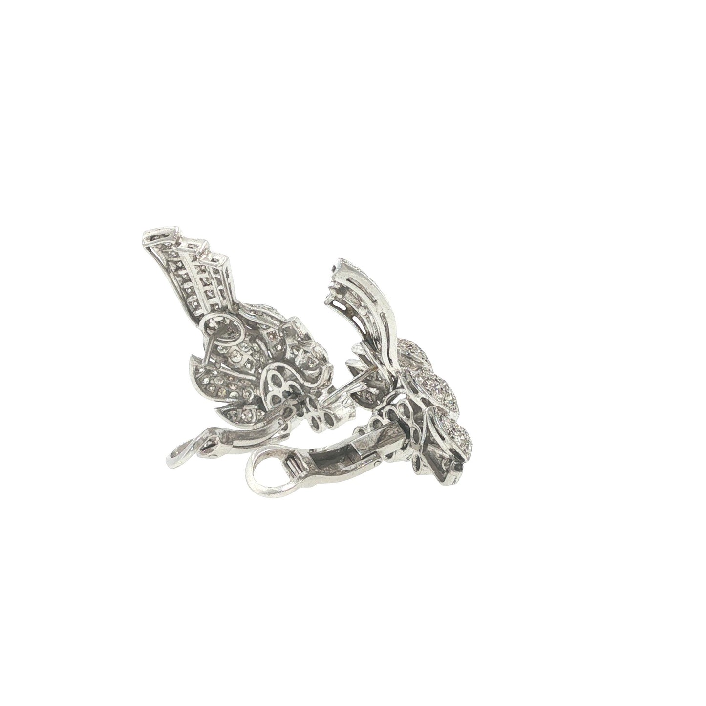 Platinum Diamond Floral Spray Earrings