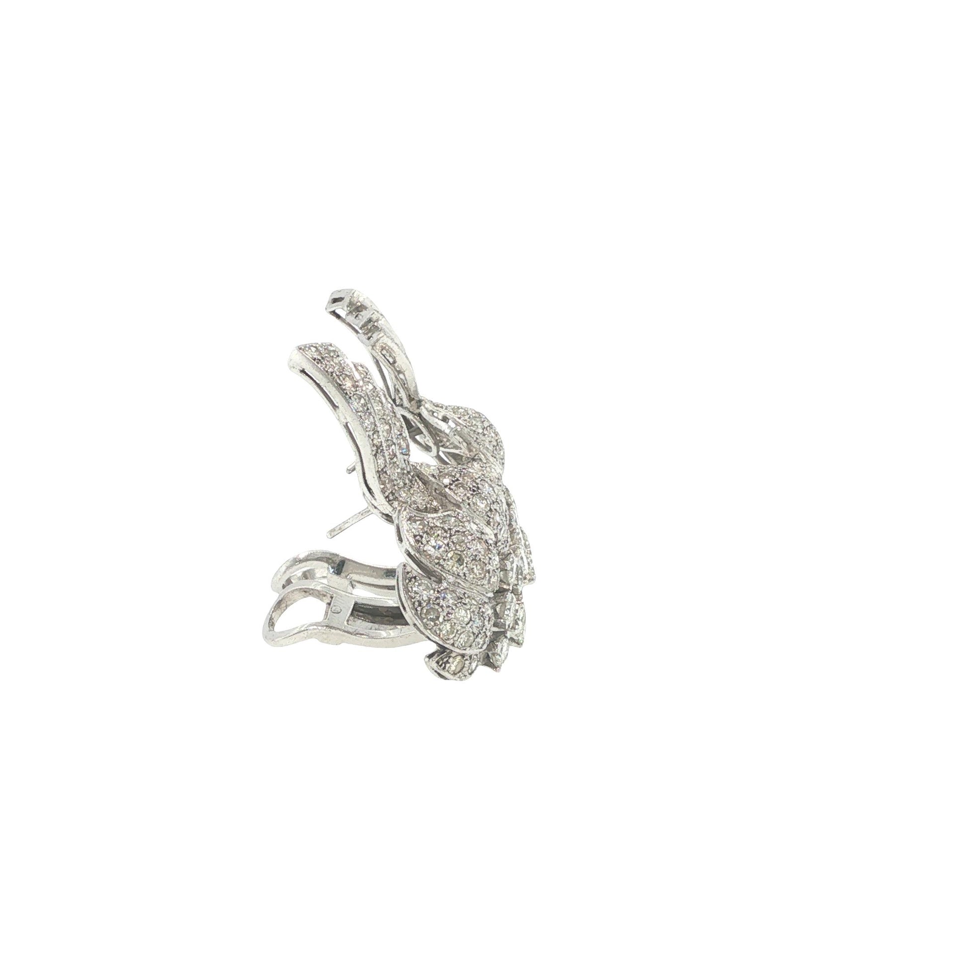 Platinum Diamond Floral Spray Earrings