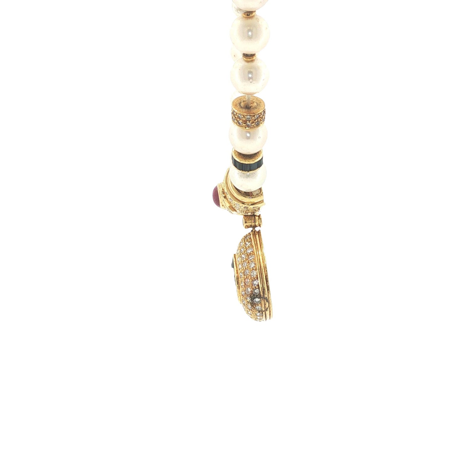 Faberge Soler Cabot 18K Gold Pearl, Sapphire, Ruby & Diamond Pendant Necklace