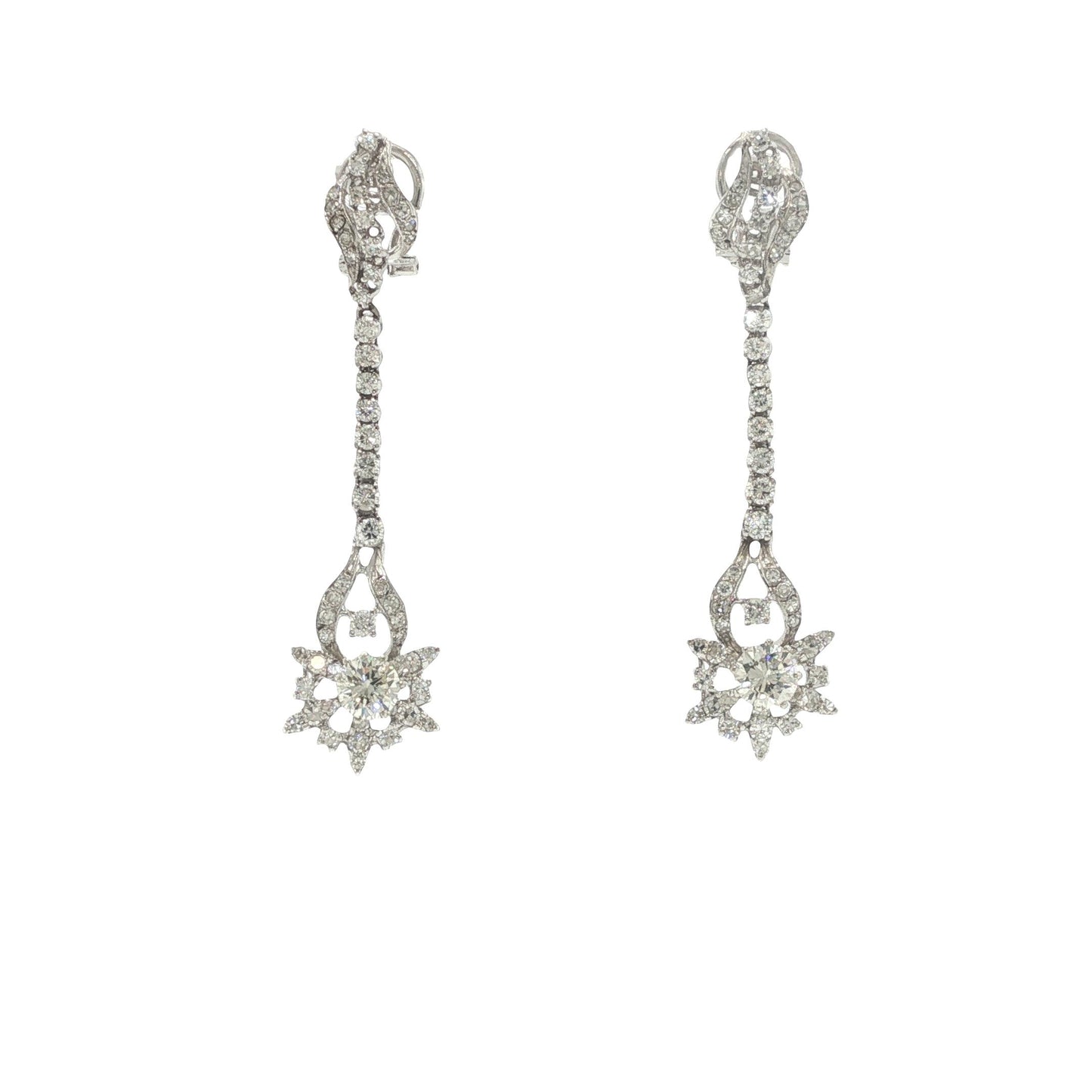 18K White Gold 2.04 Carat Diamond Articulated Pendant Earrings