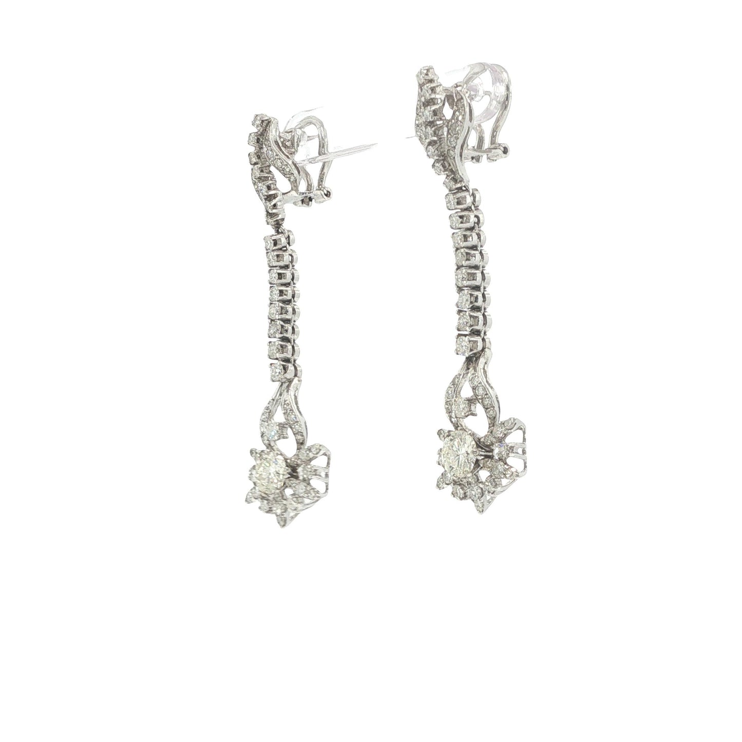 18K White Gold 2.04 Carat Diamond Articulated Pendant Earrings