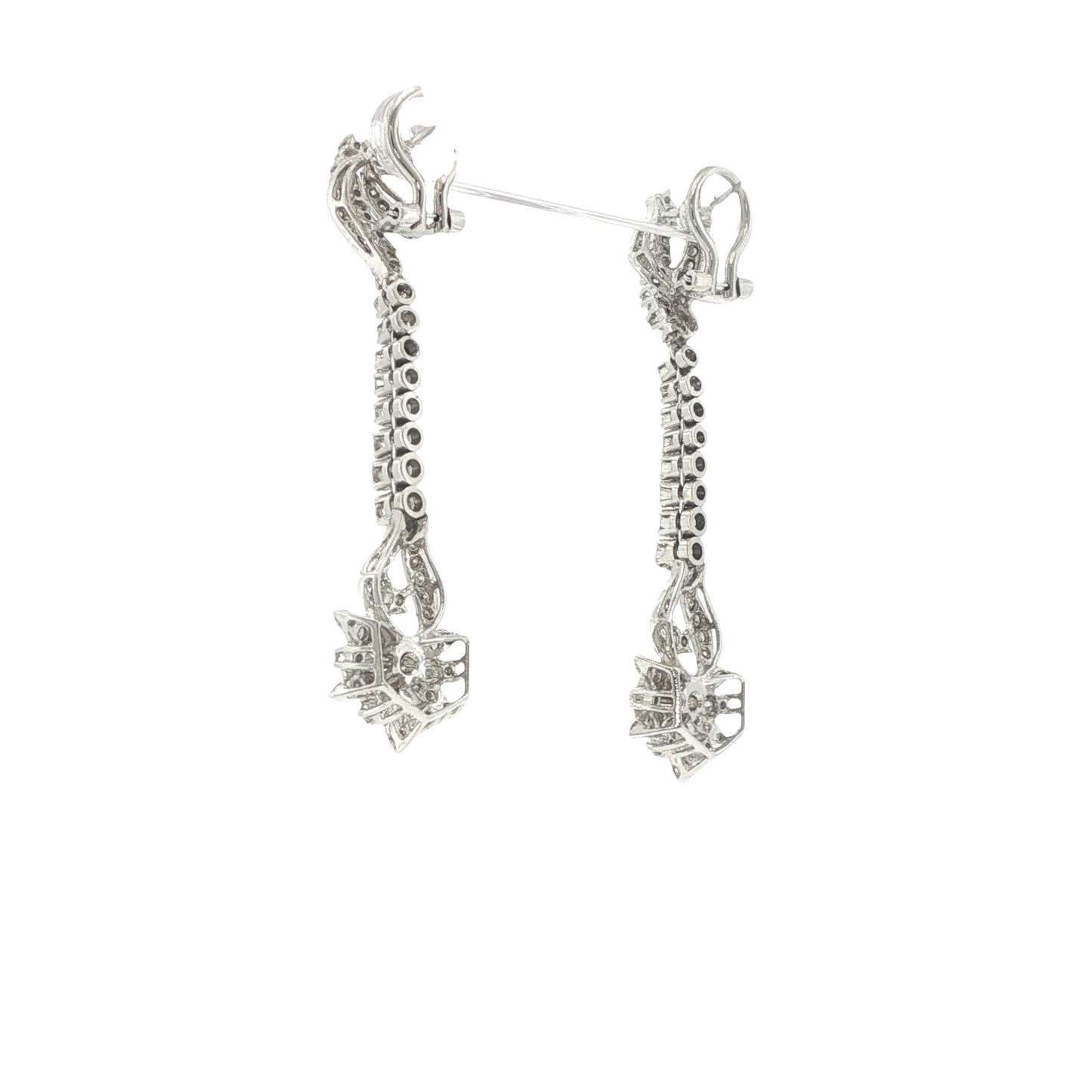 18K White Gold 2.04 Carat Diamond Articulated Pendant Earrings