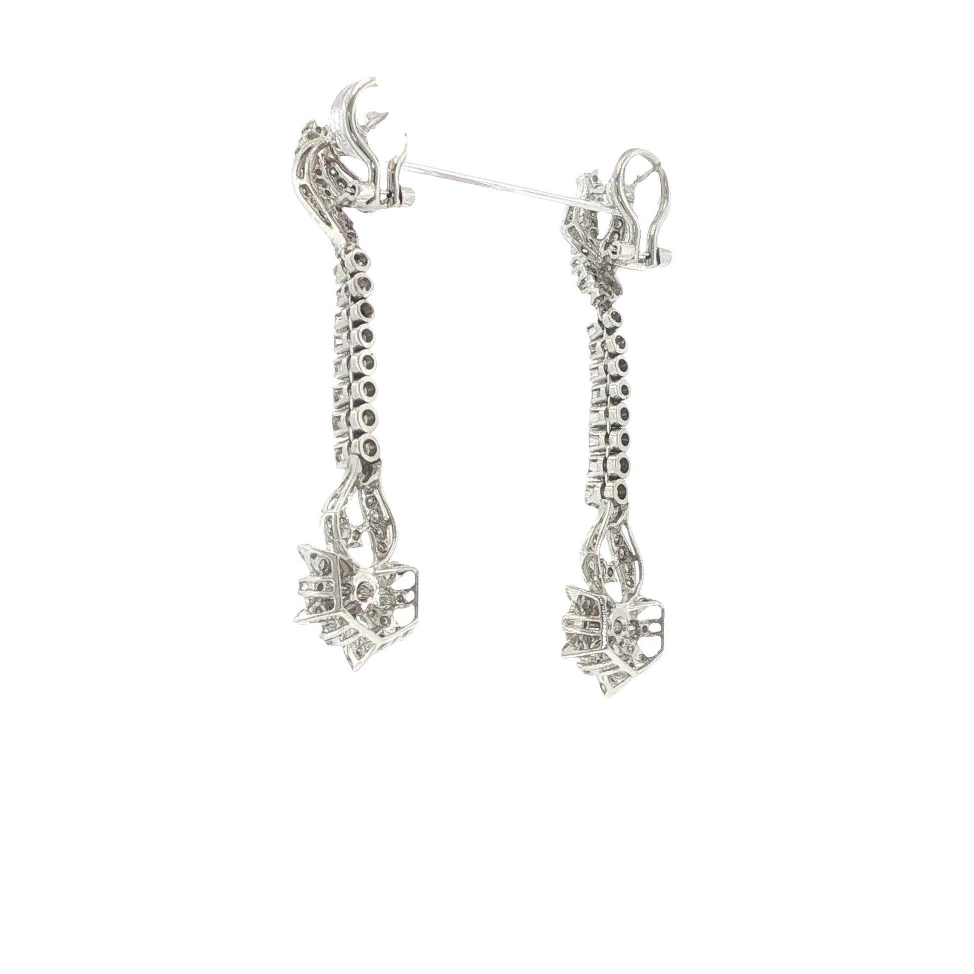 18K White Gold 2.04 Carat Diamond Articulated Pendant Earrings