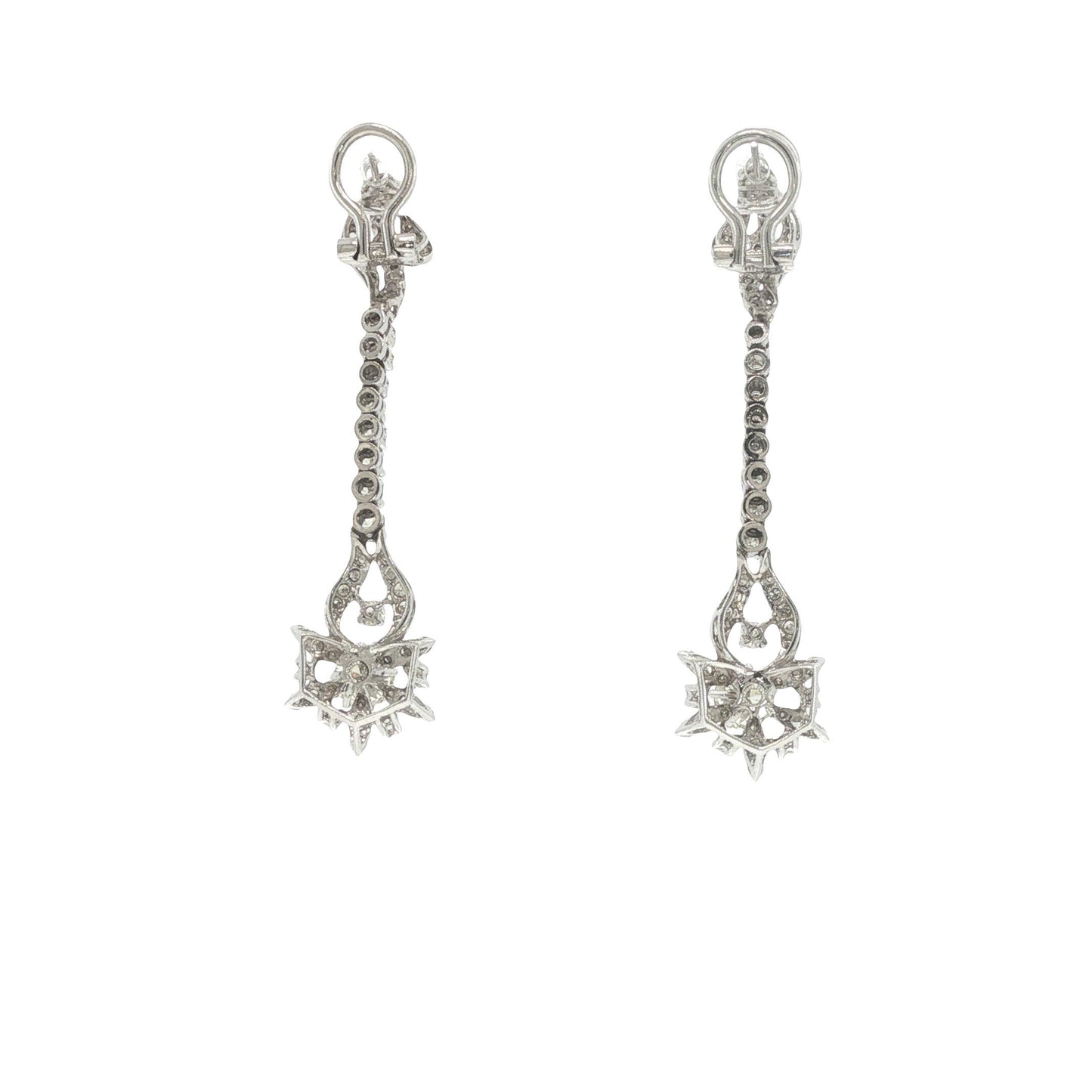 18K White Gold 2.04 Carat Diamond Articulated Pendant Earrings