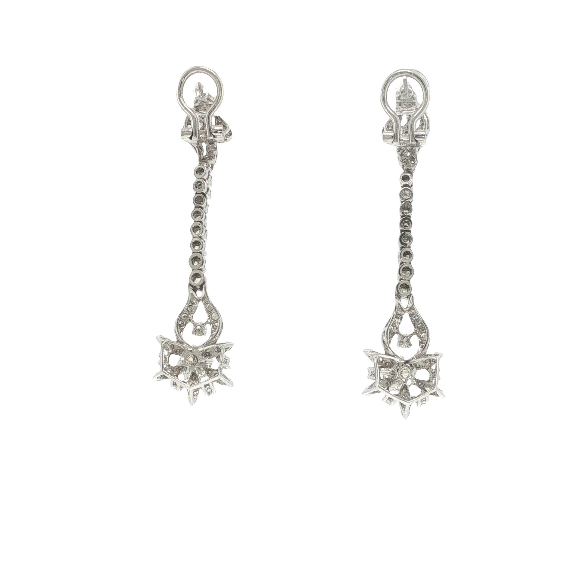 18K White Gold 2.04 Carat Diamond Articulated Pendant Earrings