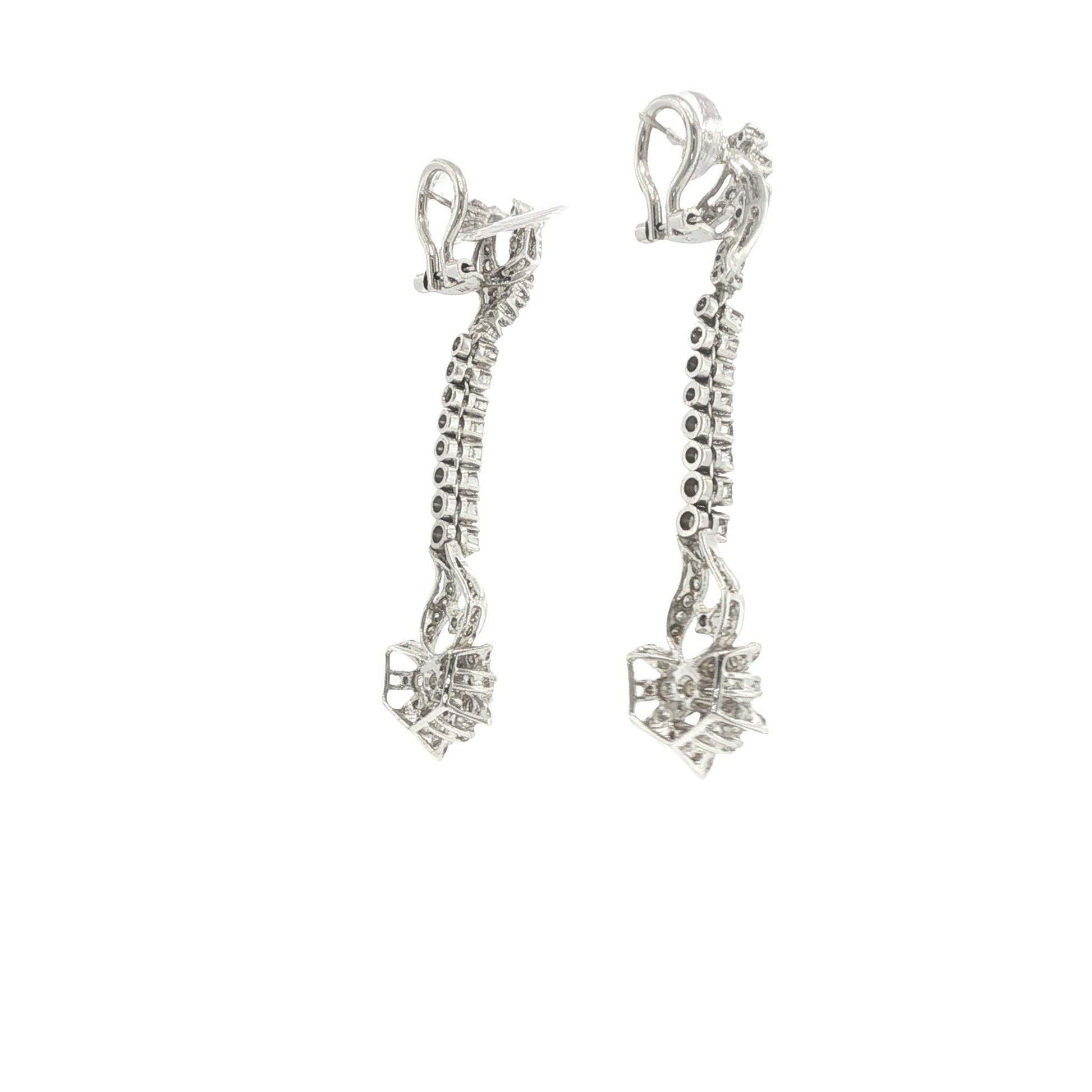 18K White Gold 2.04 Carat Diamond Articulated Pendant Earrings