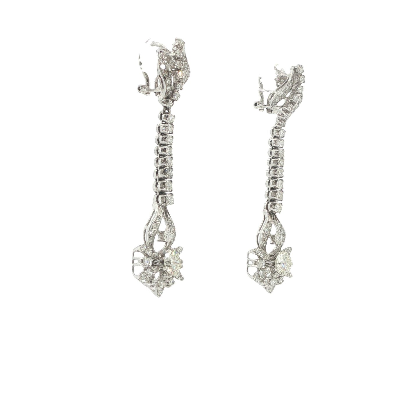 18K White Gold 2.04 Carat Diamond Articulated Pendant Earrings